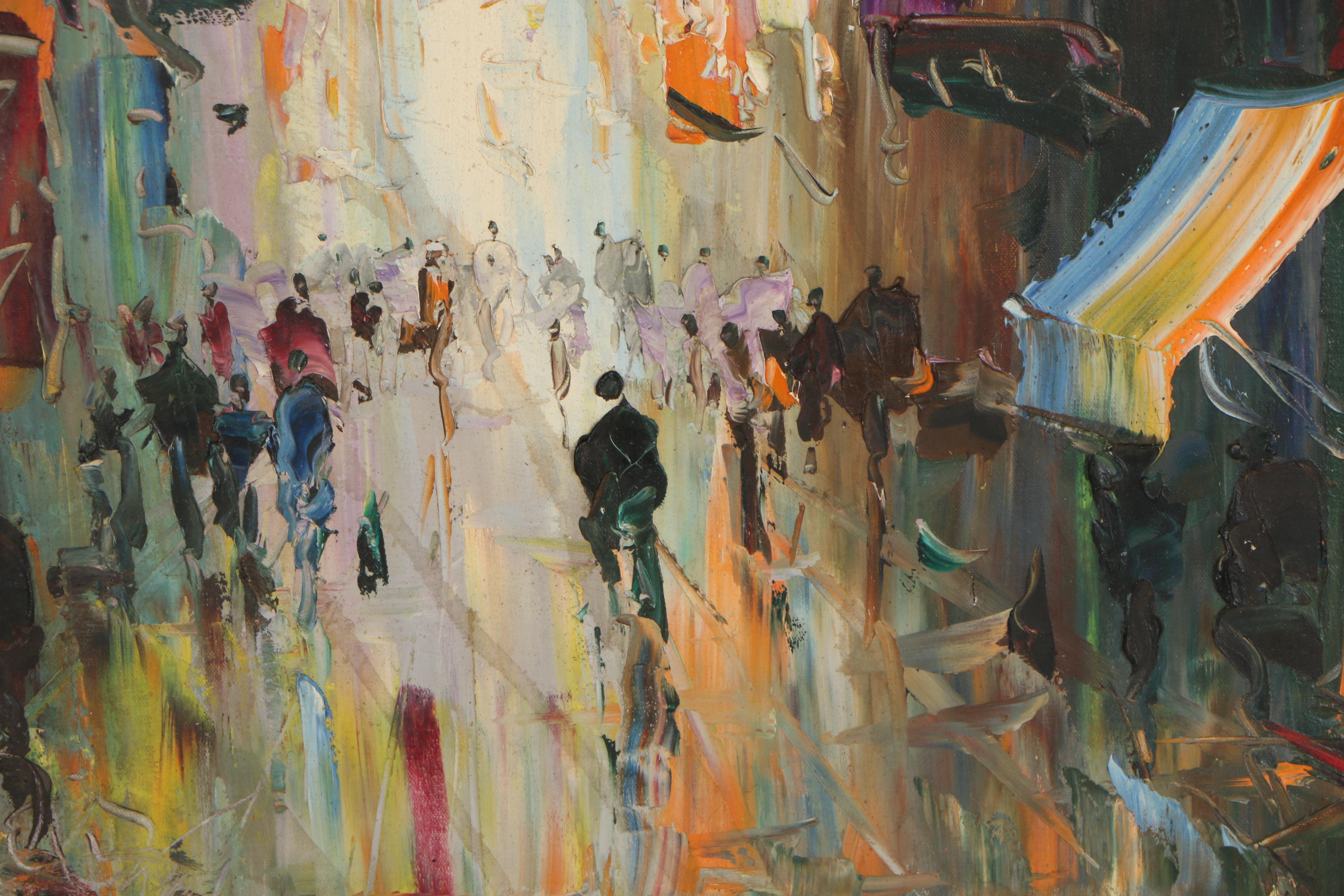 Manuel Muñoz Ruiz Oil Painting of a Street Scene