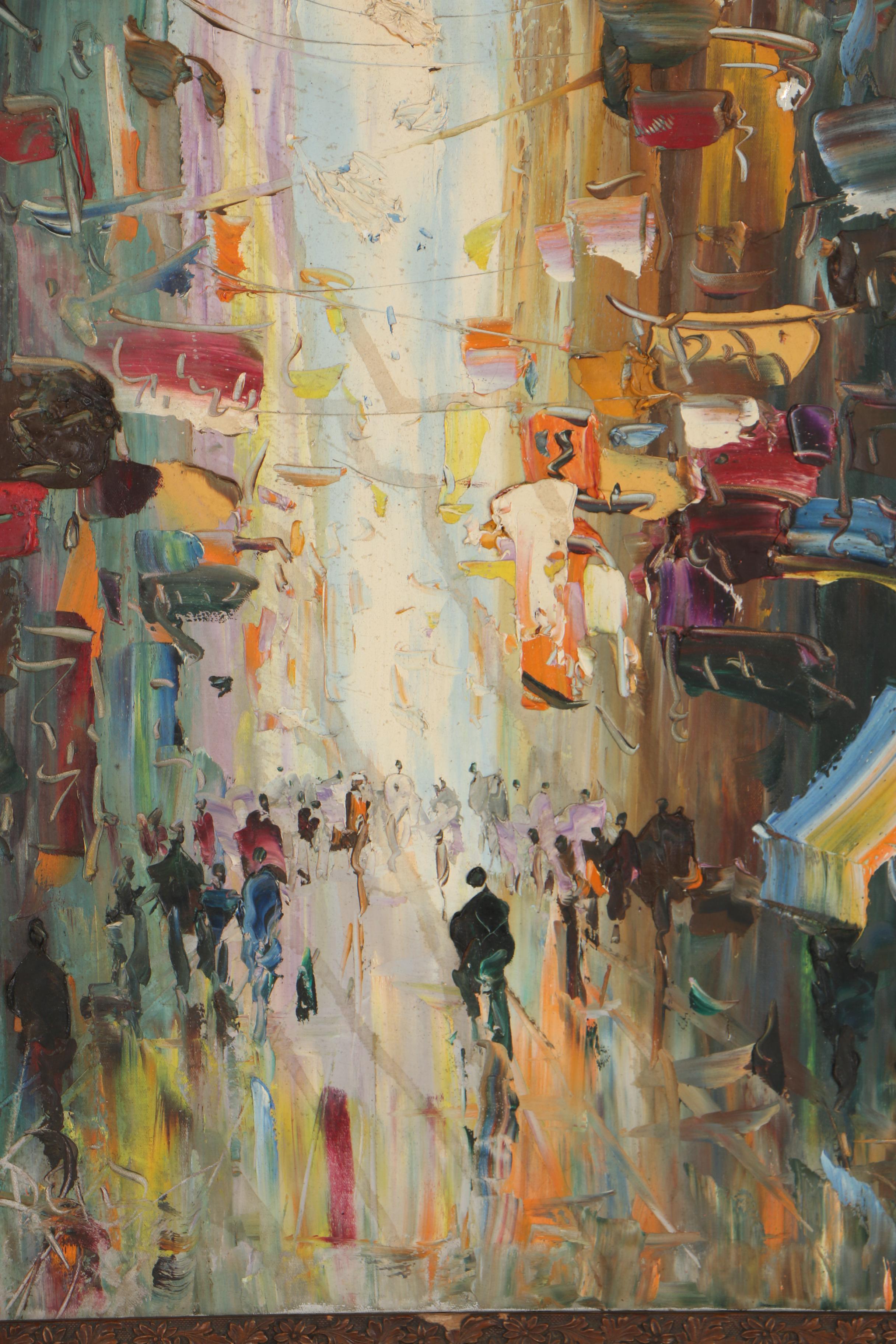 Manuel Muñoz Ruiz Oil Painting of a Street Scene