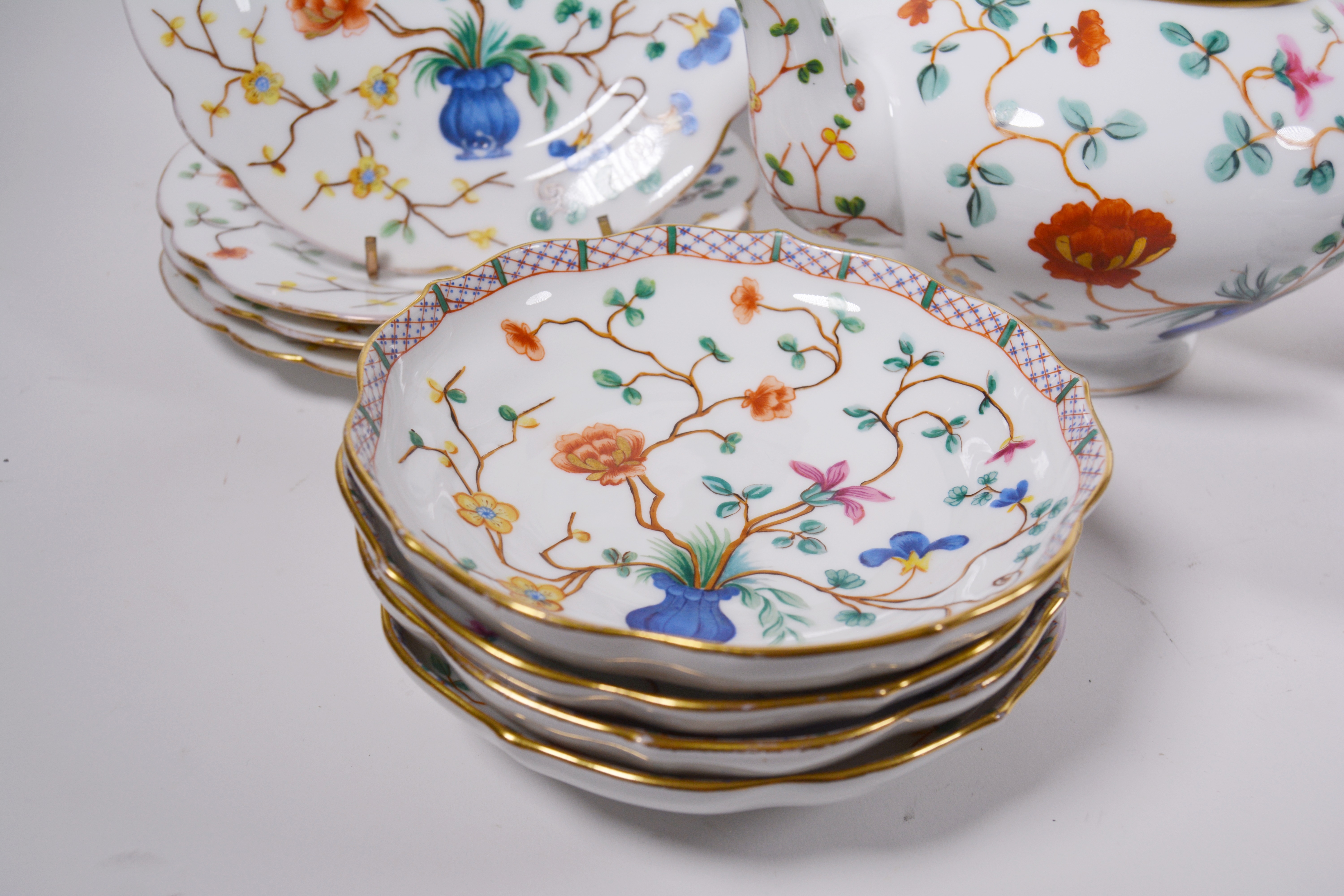 Meissen Floral Porcelain Teapot and Dessert Set