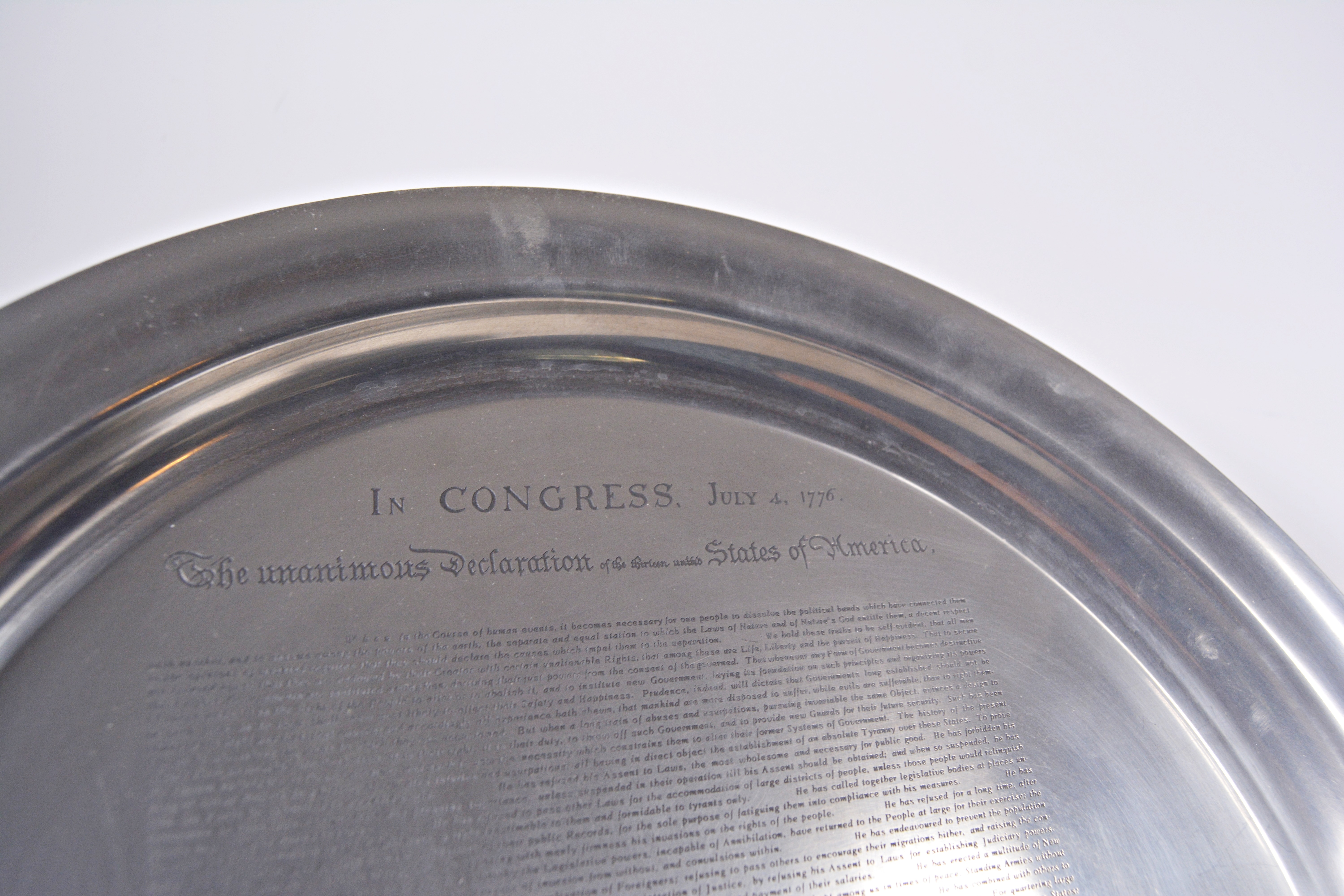 Towle Pewter "Declaration of Independence" Platter