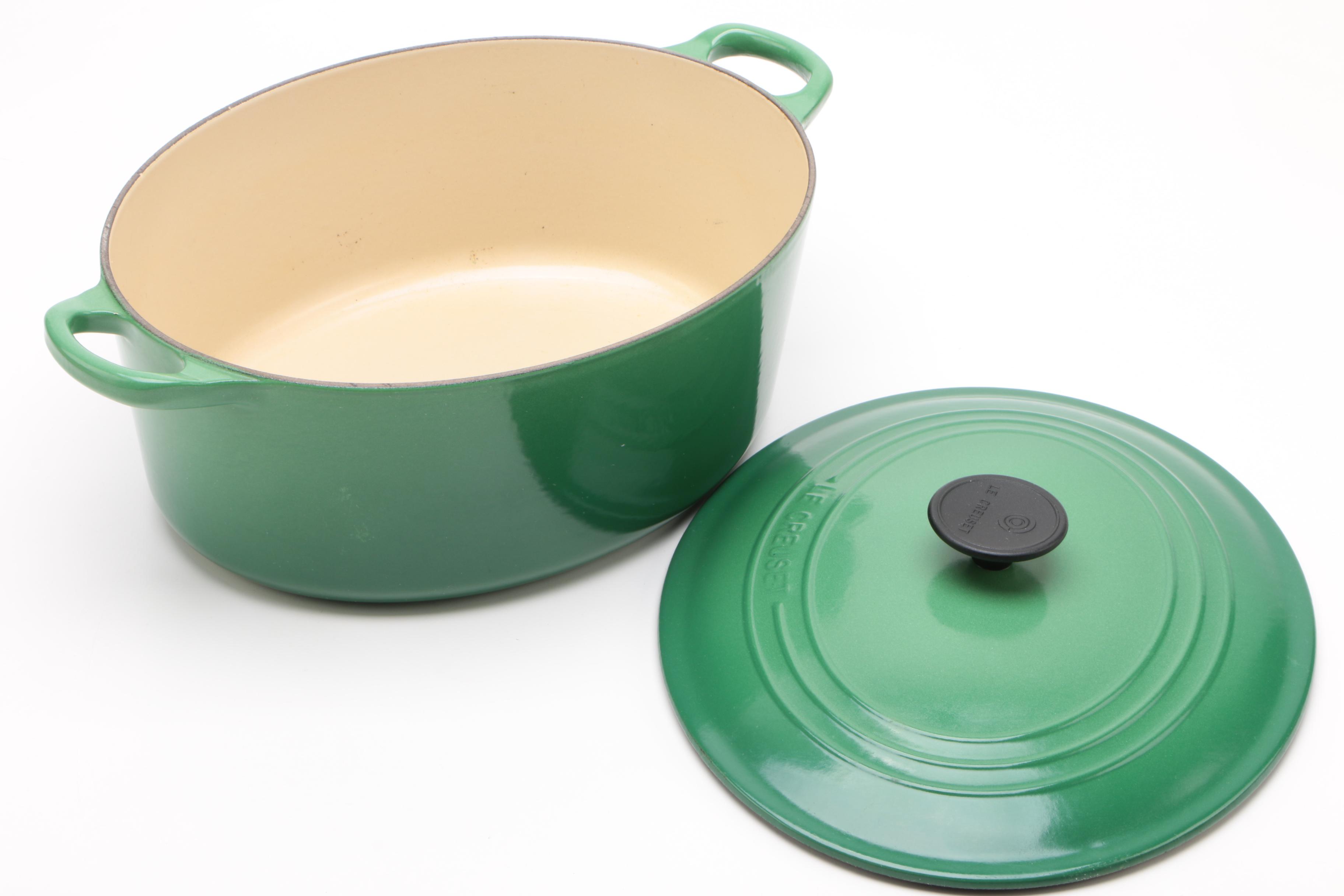 Le Creuset Enameled Cast Iron 6.75-Quart Oval Dutch Oven in Fennel Green