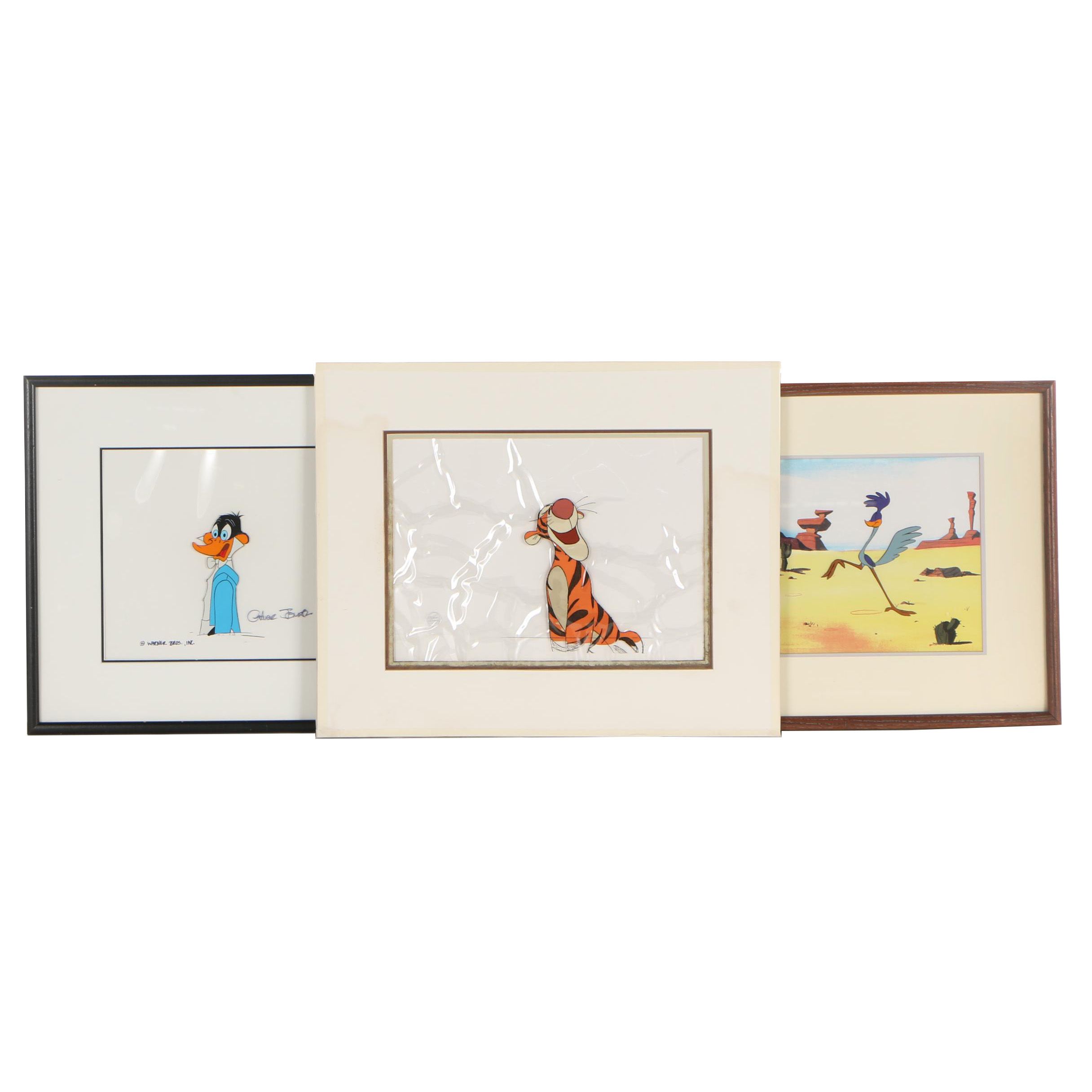 Three Hand-Colored Warner Brothers Animation Cels