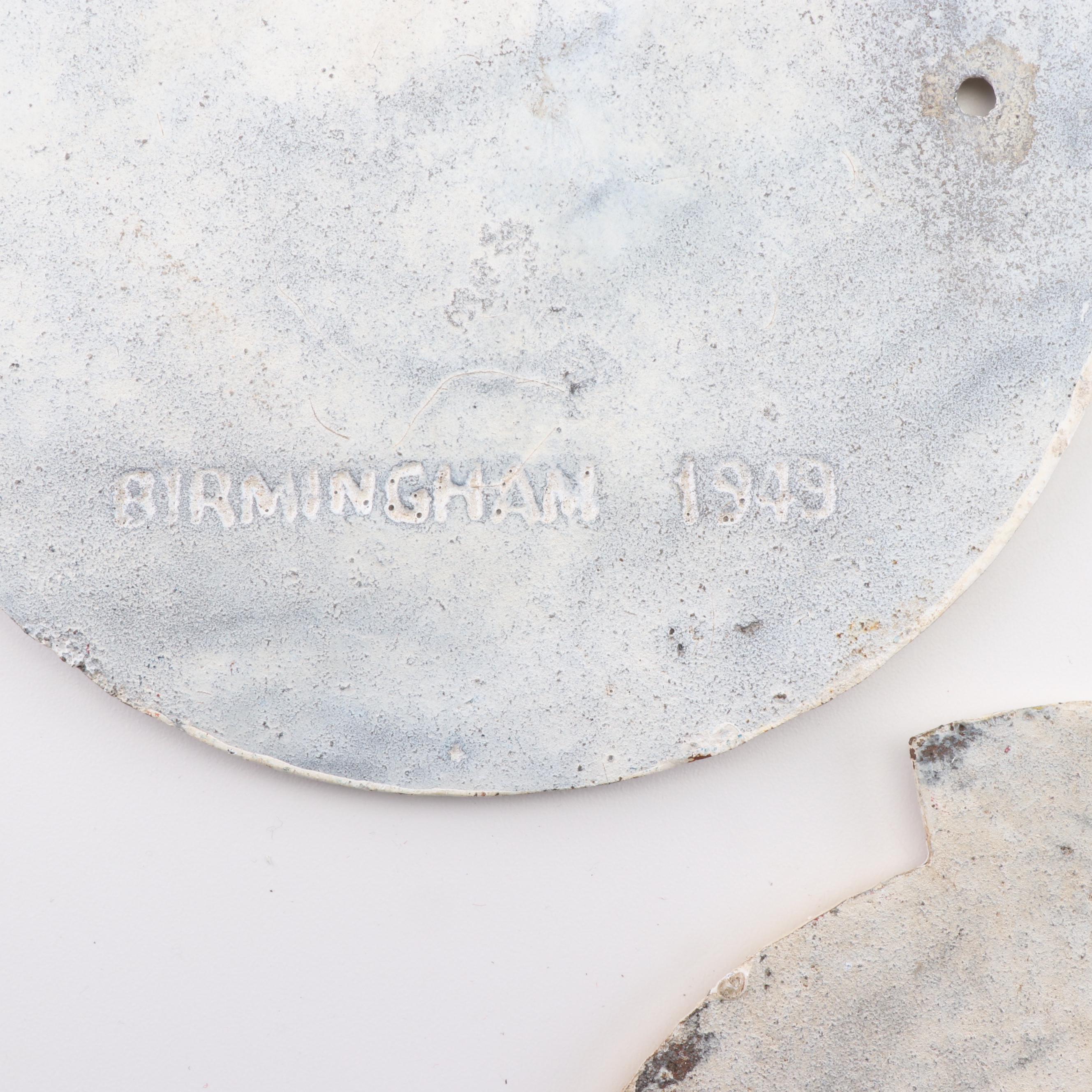 Reproduction Cast Iron Signs Including Indiana Motorcycle