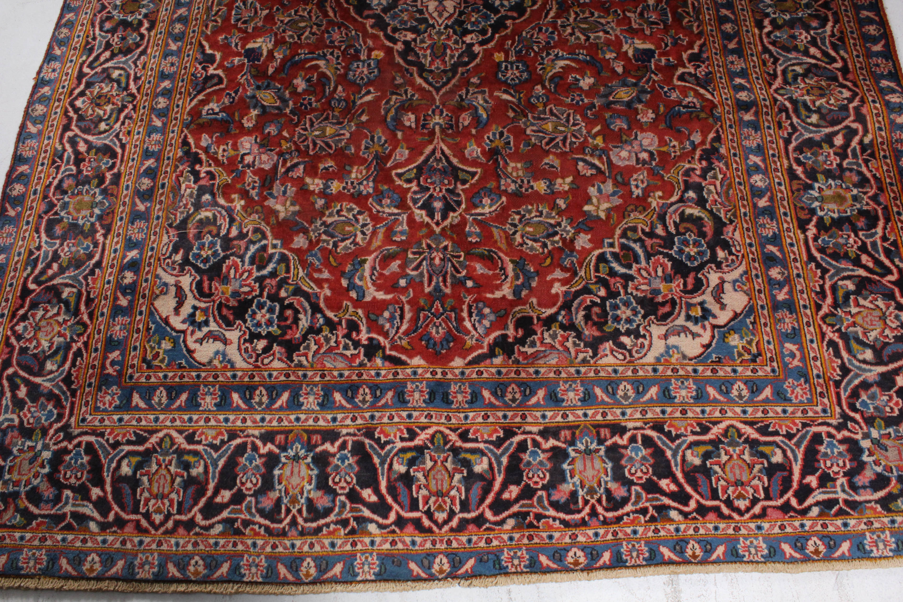 Hand-Knotted Persian Kashan Rug, circa 1960