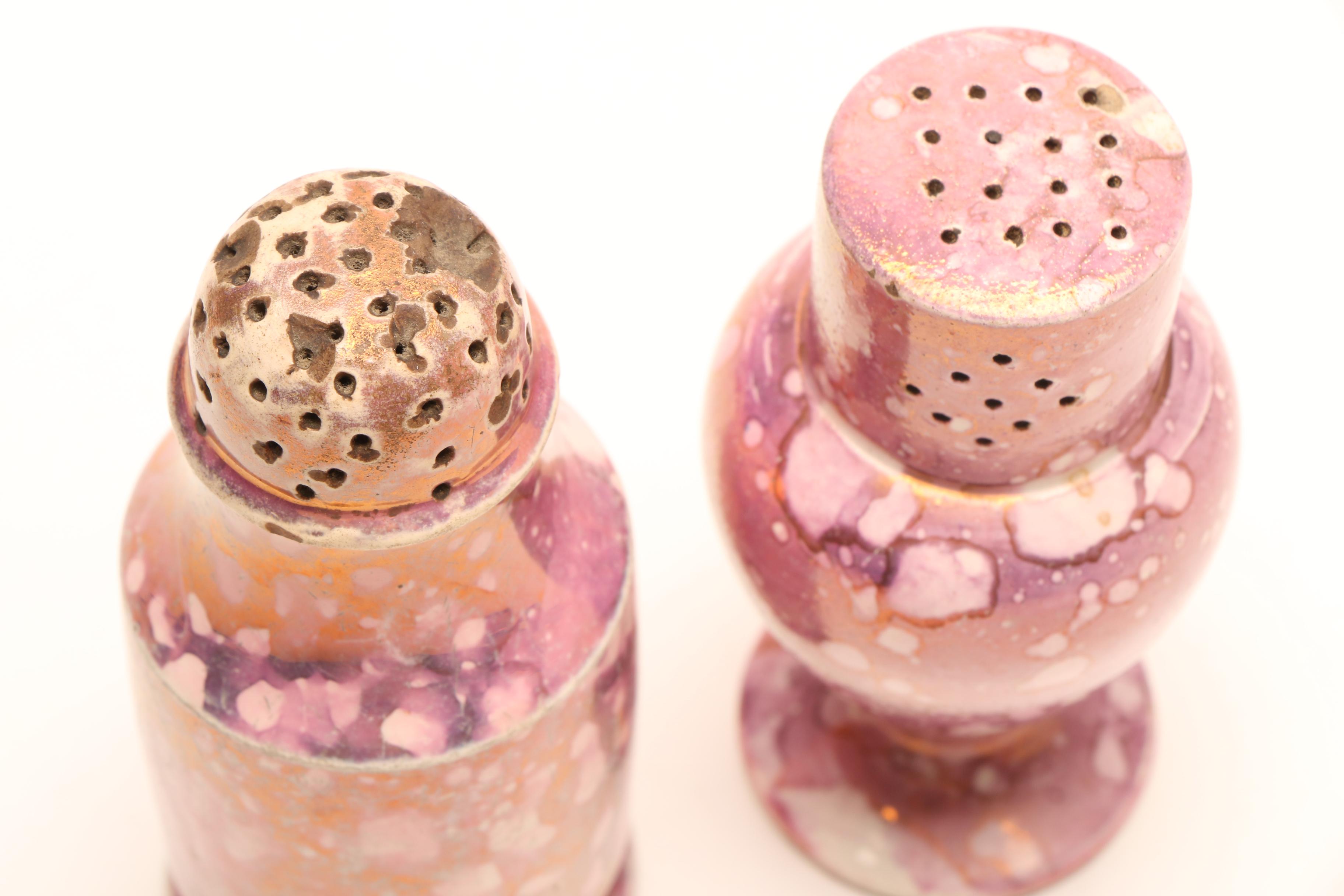 English Porcelain Lusterware Including Plates, Salt and Pepper Shakers and More