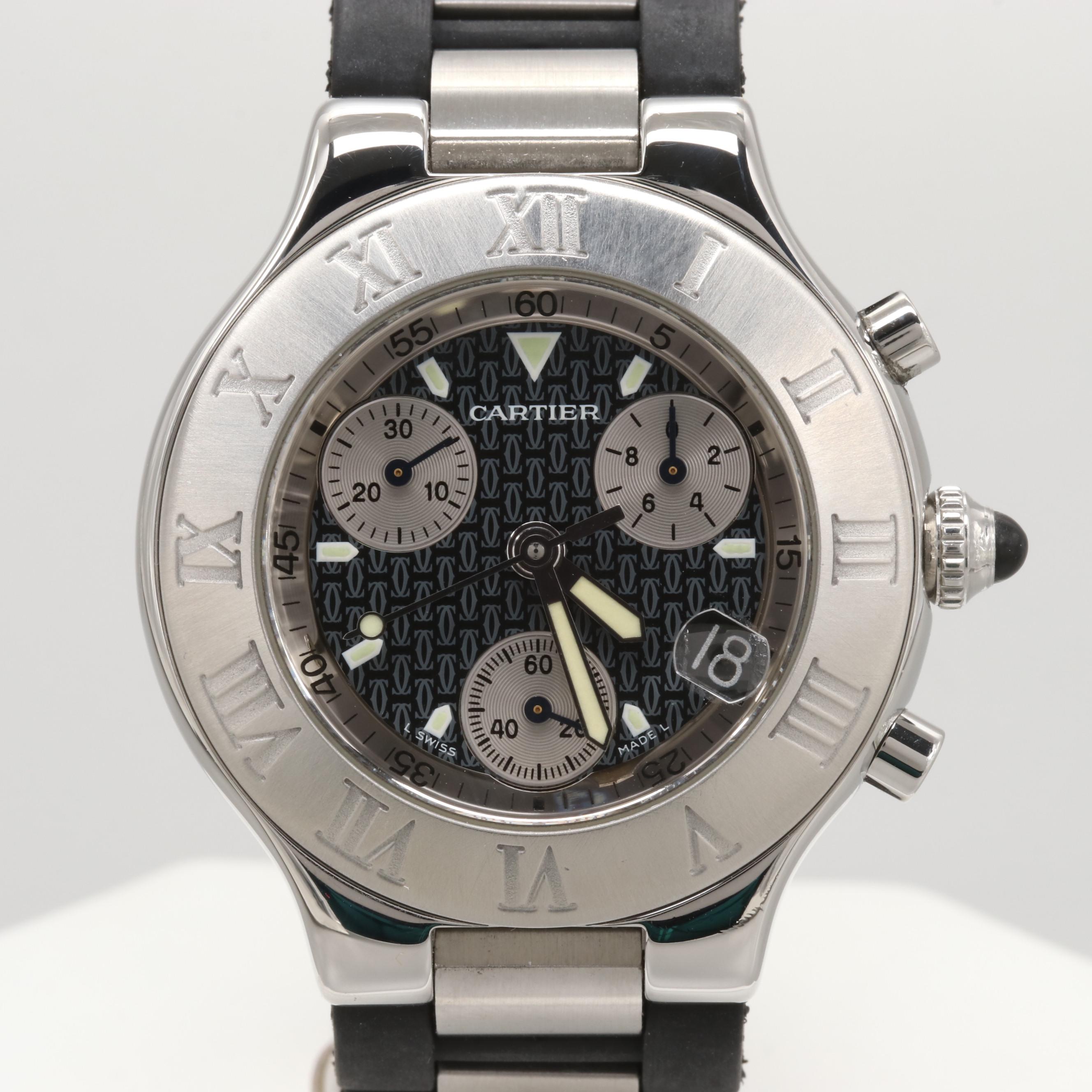 Cartier 21 Chronoscaph Stainless Steel Quartz Watch