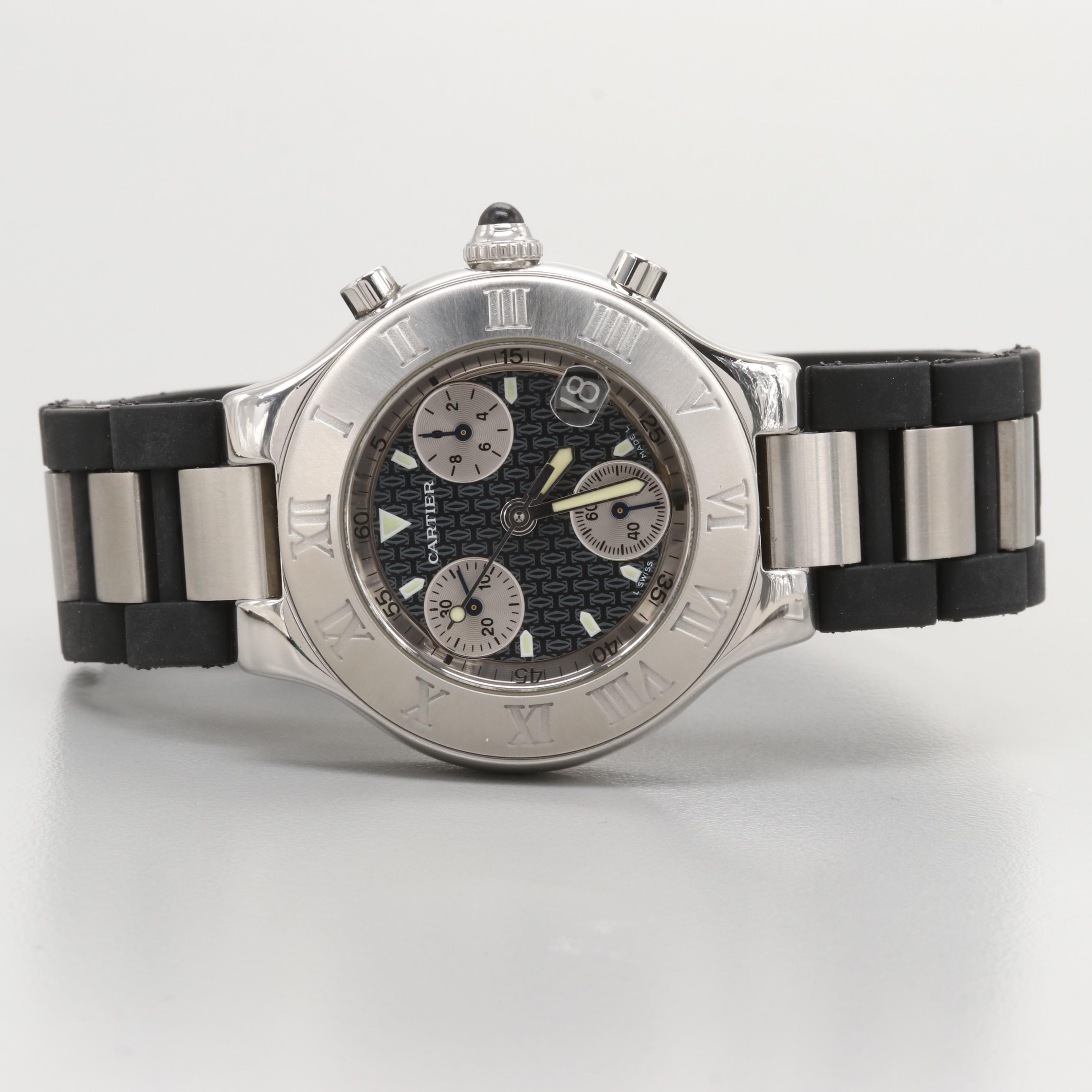 Cartier 21 Chronoscaph Stainless Steel Quartz Watch