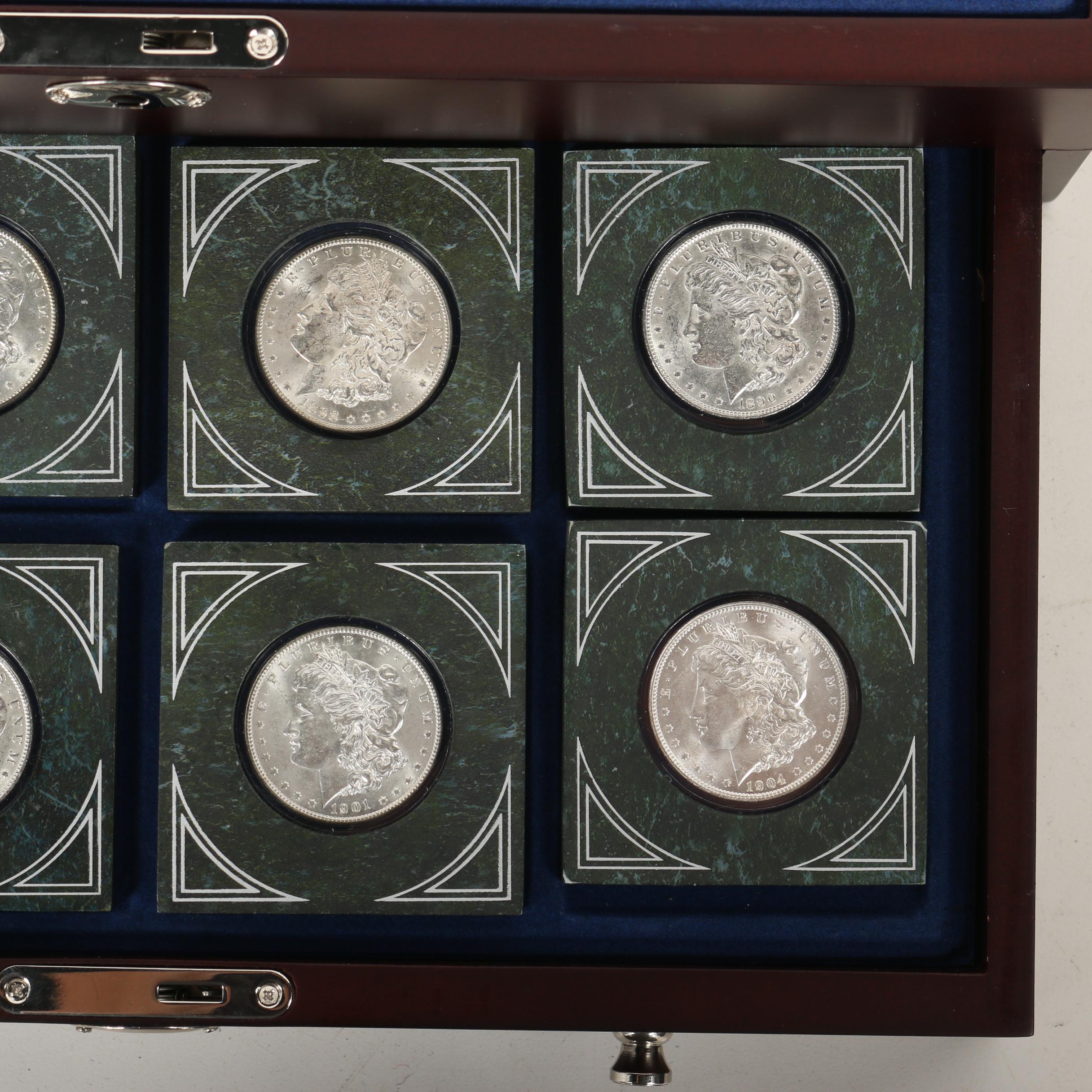 Morgan Silver Dollar Collection in Display Case, 1883 - 1904