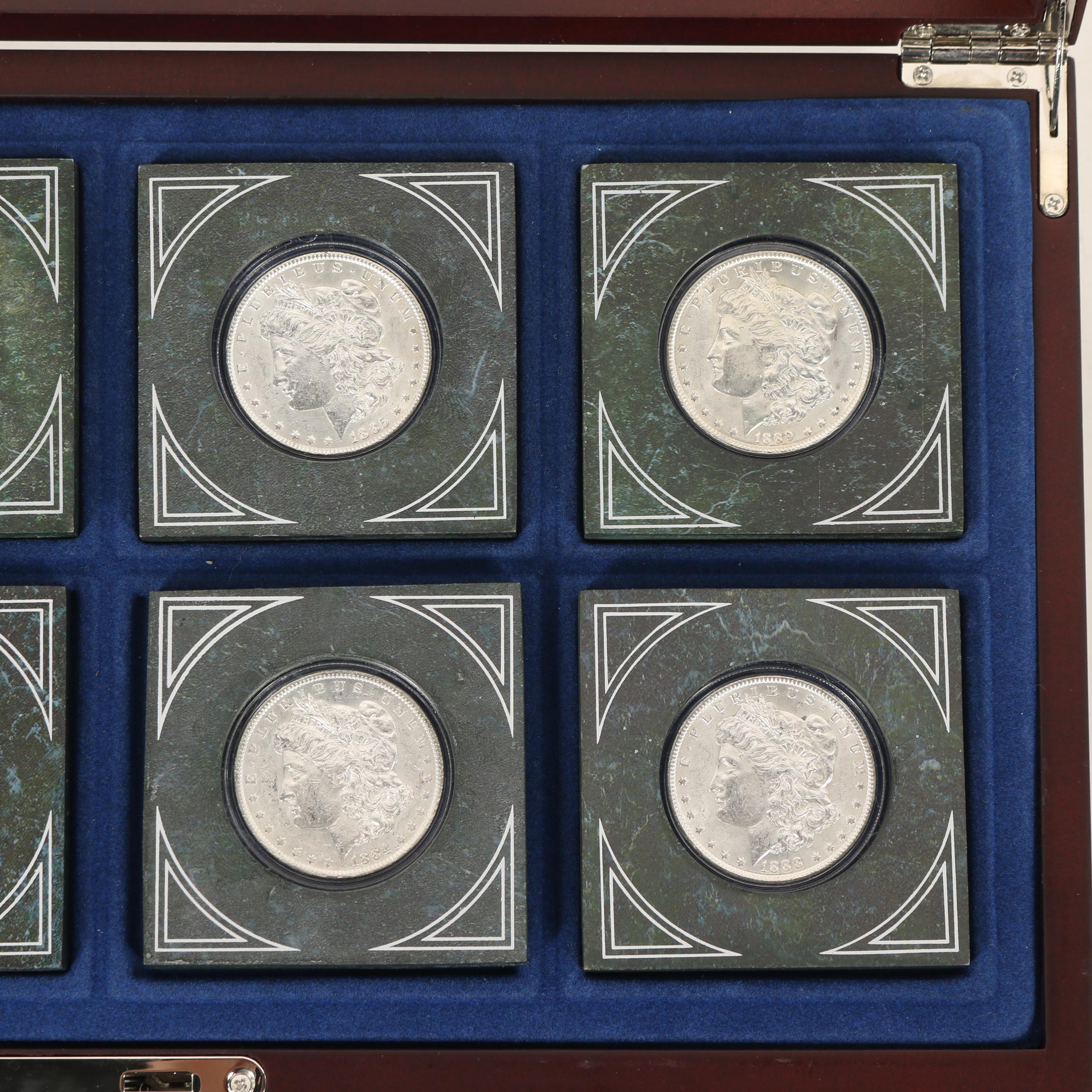 Morgan Silver Dollar Collection in Display Case, 1883 - 1904