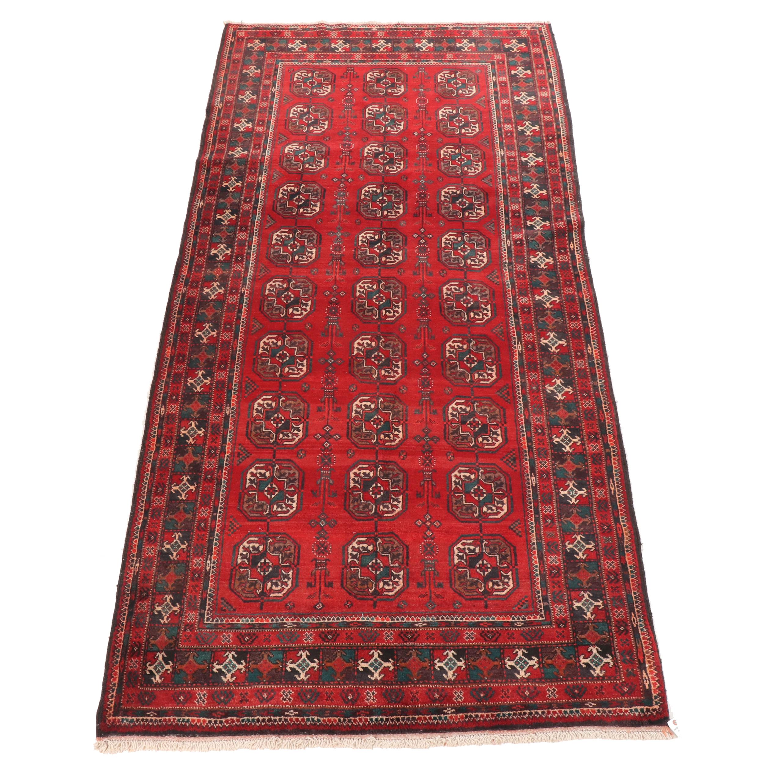 Hand-Knotted Persian Bokhara Wool Carpet Runner