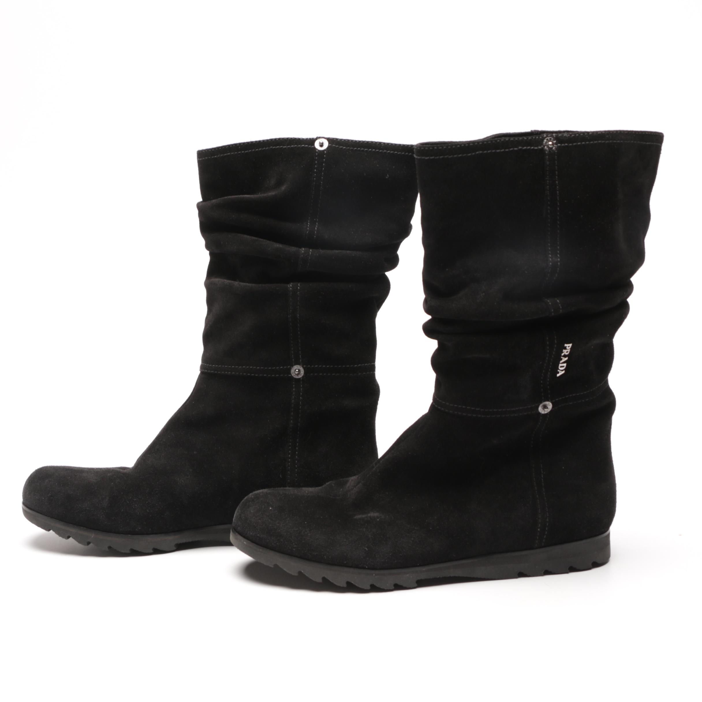 Prada Black Suede Boots