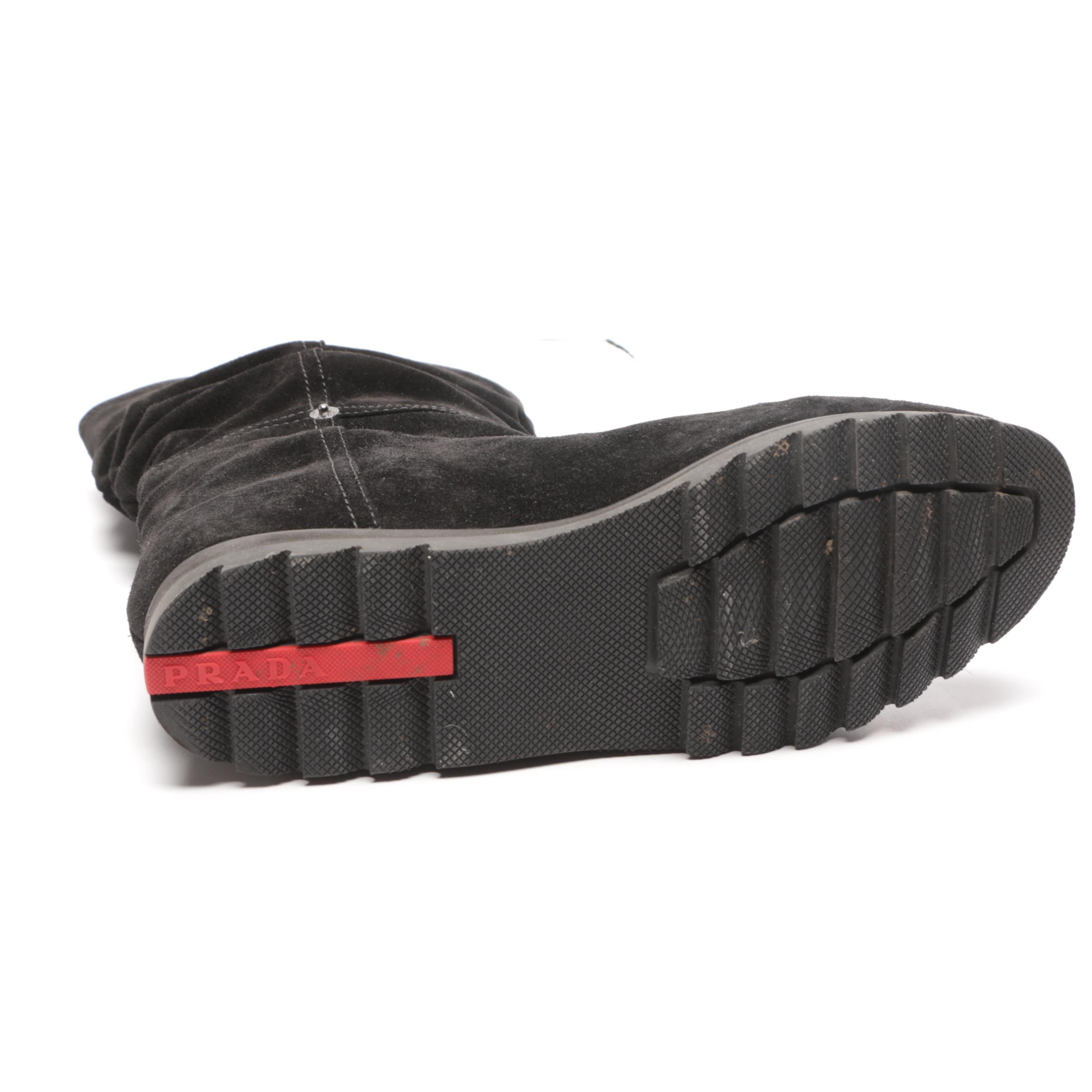 Prada Black Suede Boots