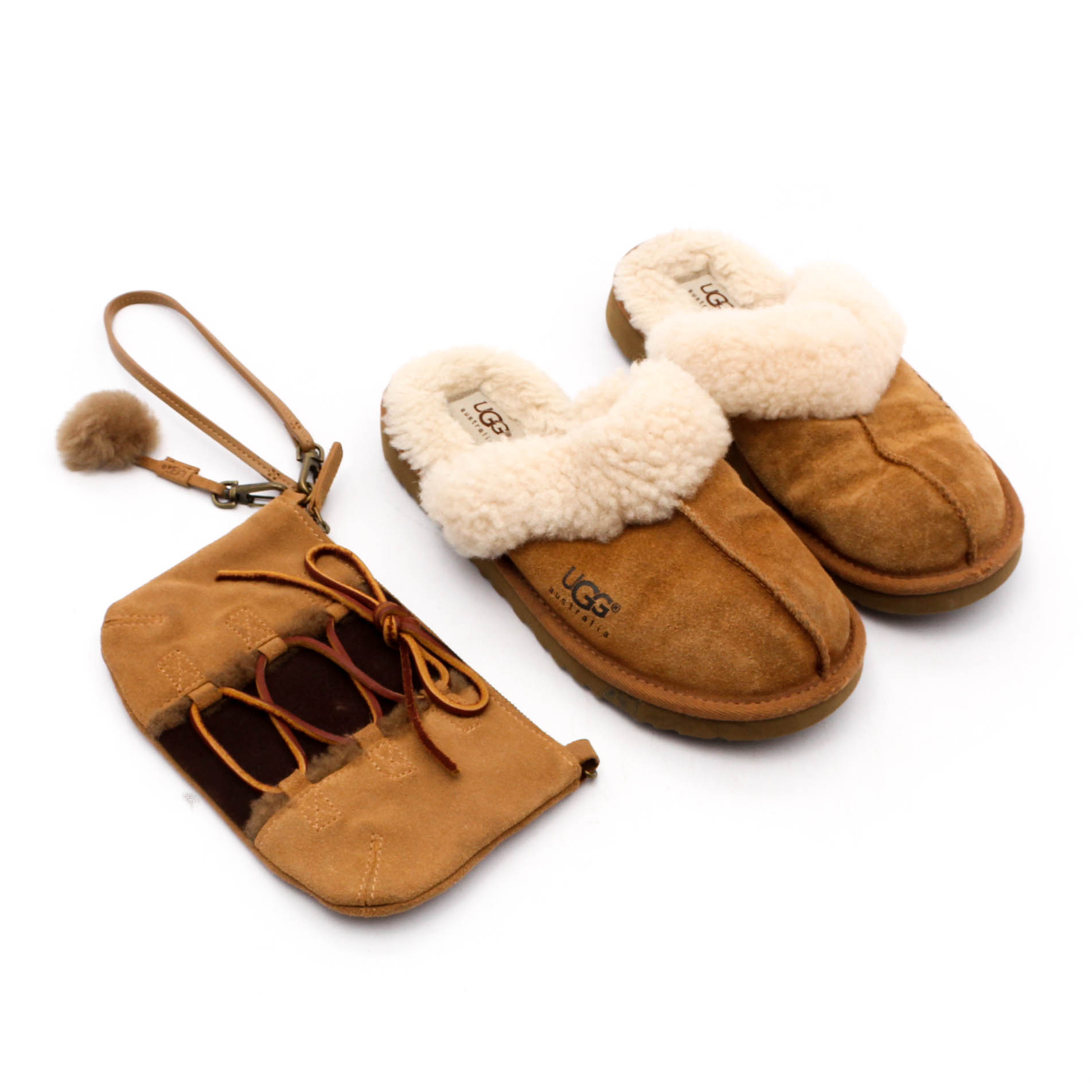 UGG Slippers and Leather Wristlet