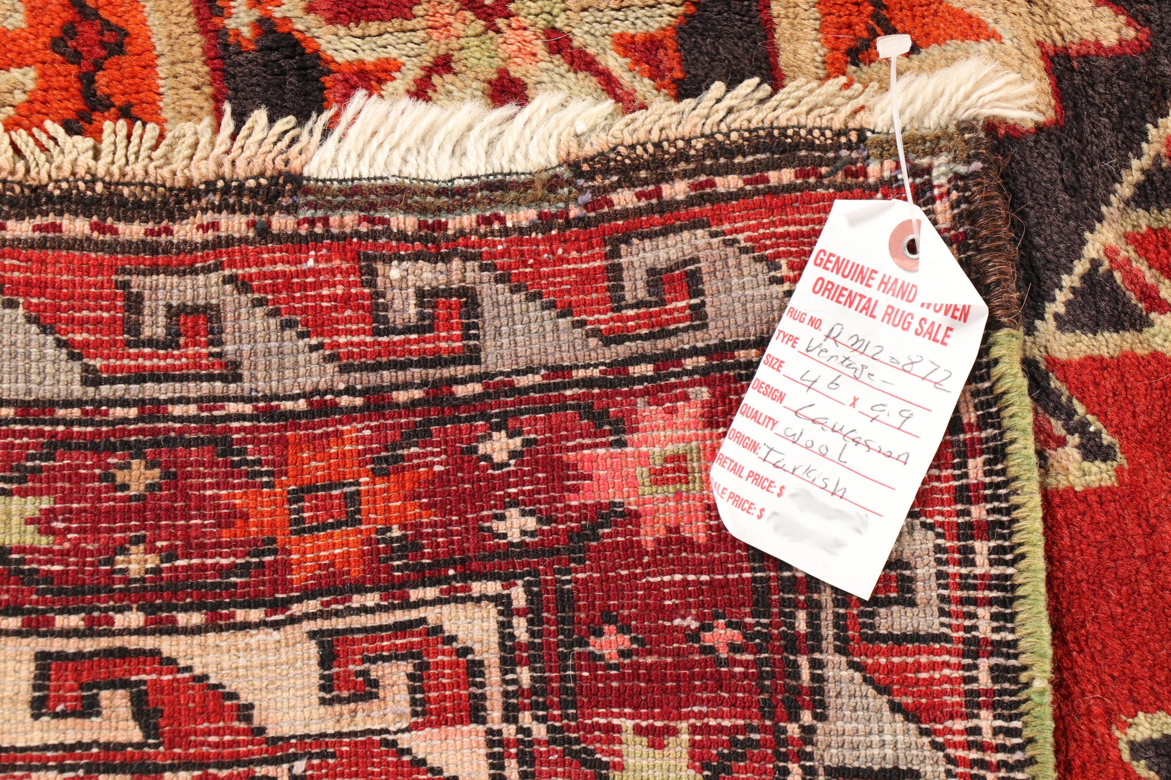 Hand-Knotted Caucasian Karabagh Wool Long Rug