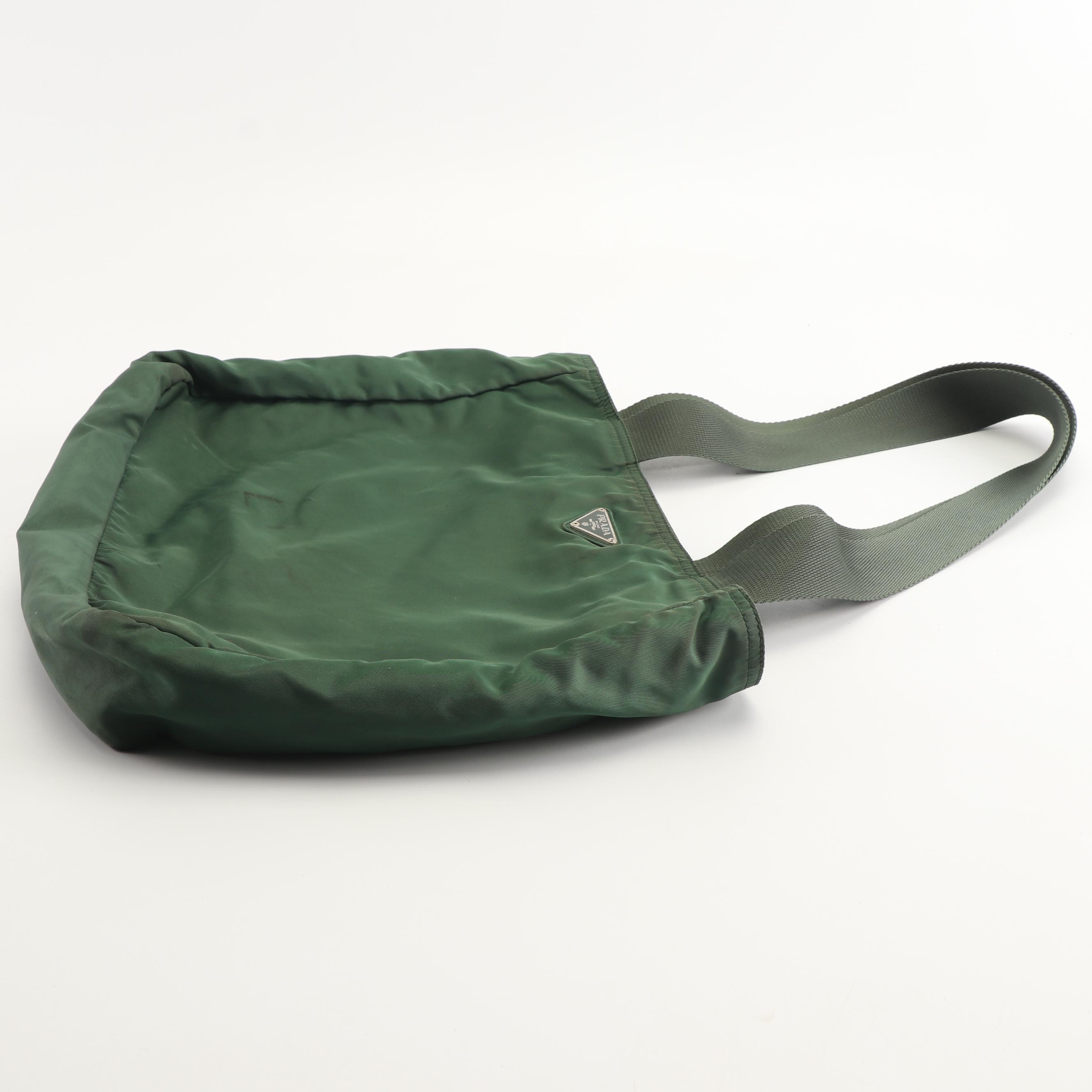 Prada Green Nylon Tote Bag, Made in Italy