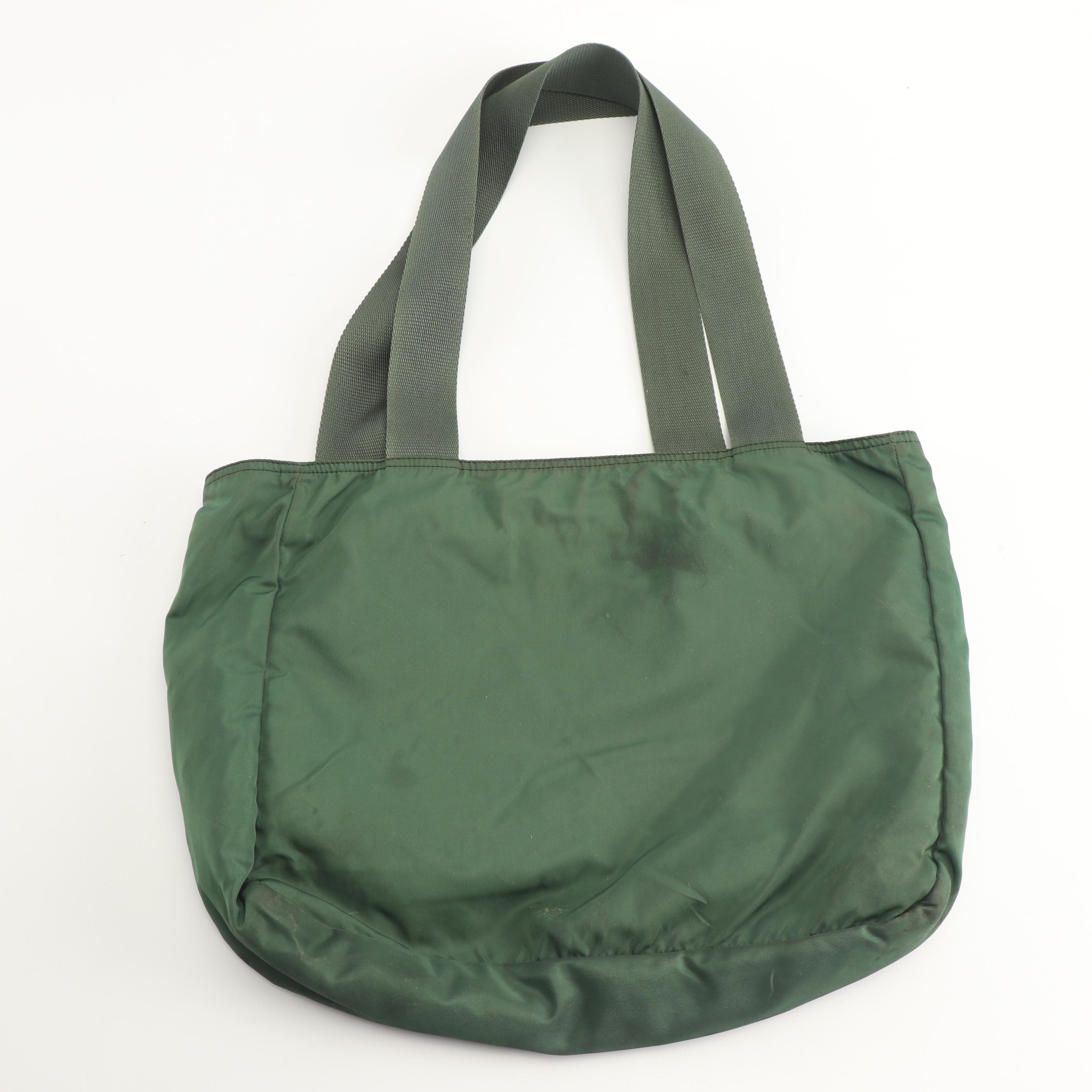 Prada Green Nylon Tote Bag, Made in Italy