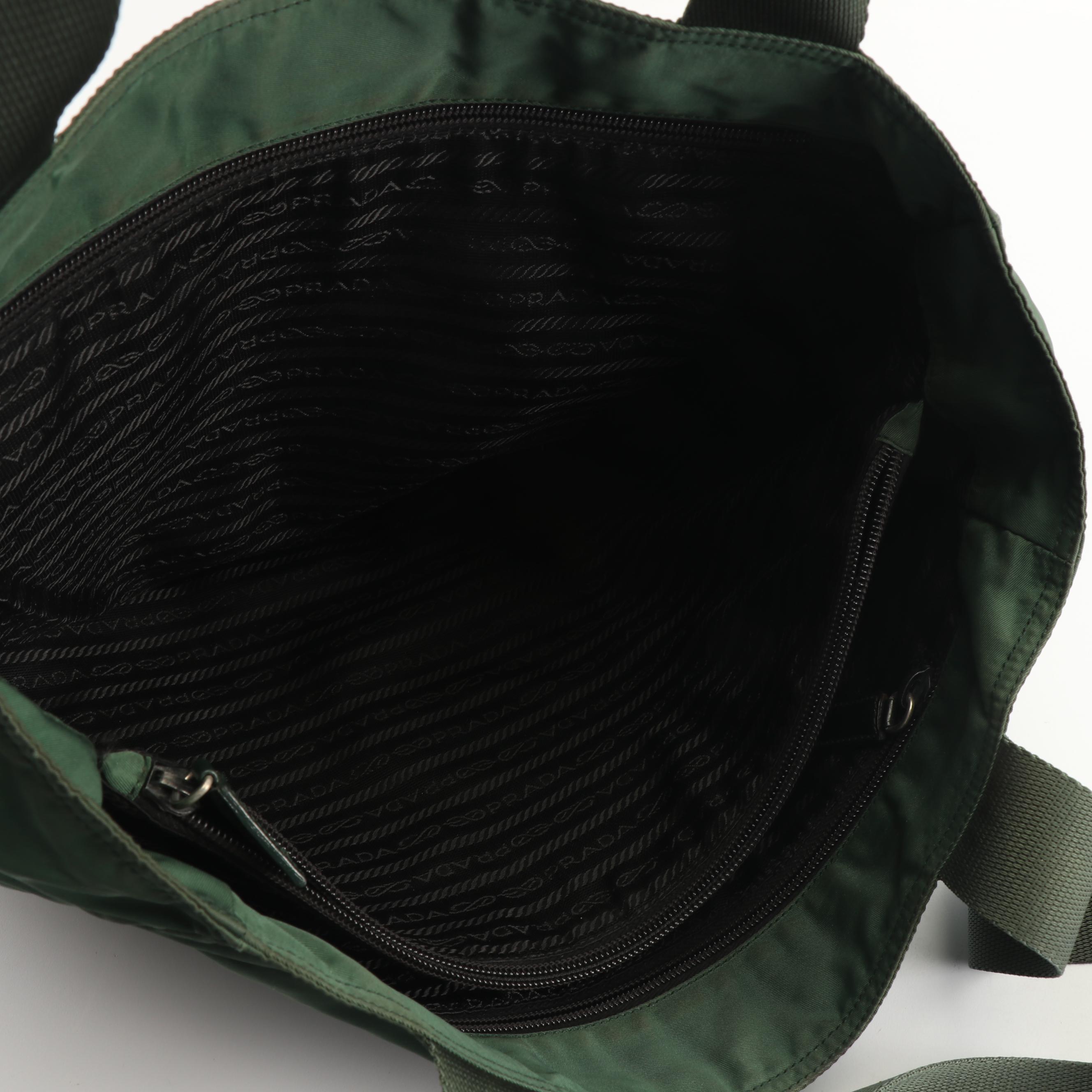 Prada Green Nylon Tote Bag, Made in Italy