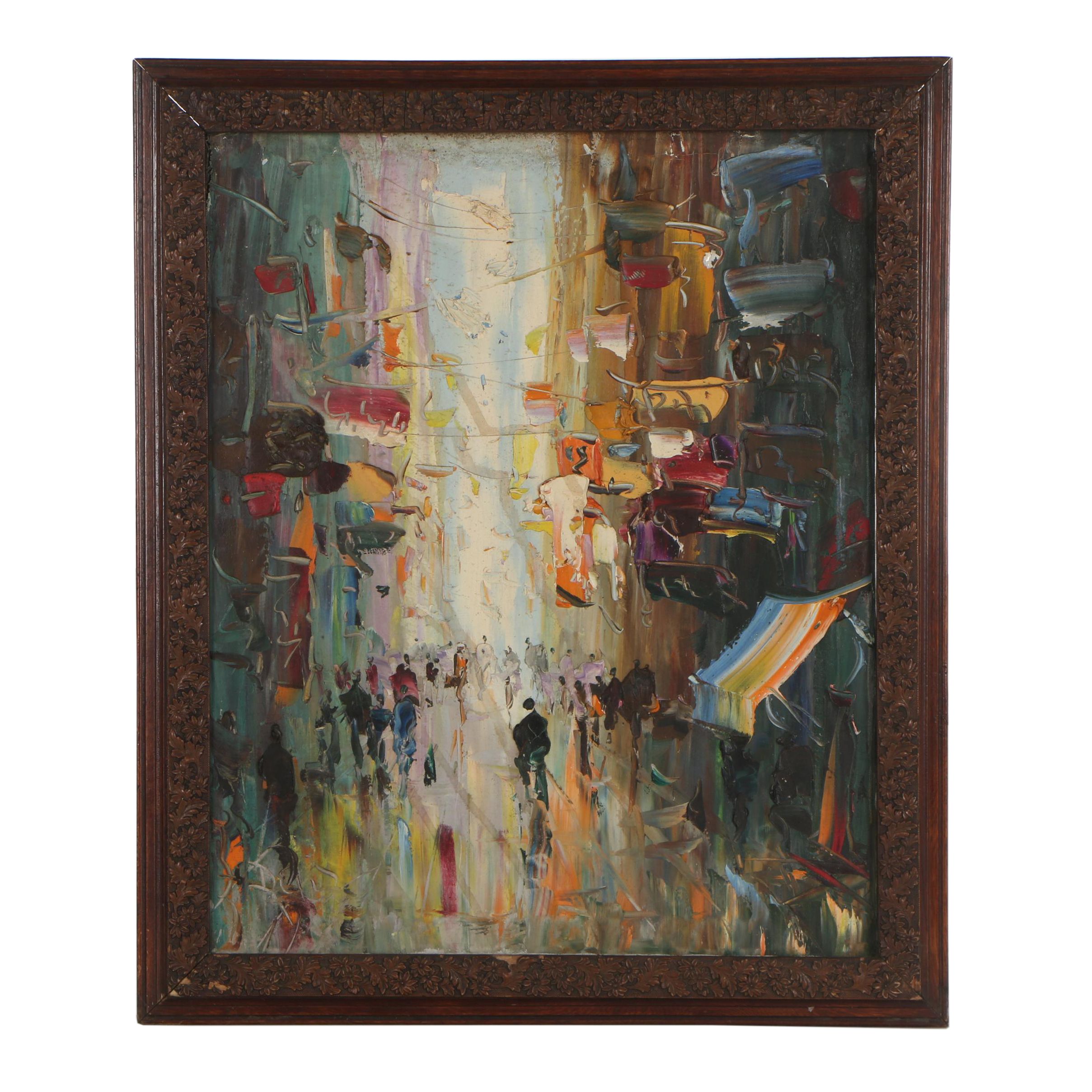 Manuel Muñoz Ruiz Oil Painting of a Street Scene