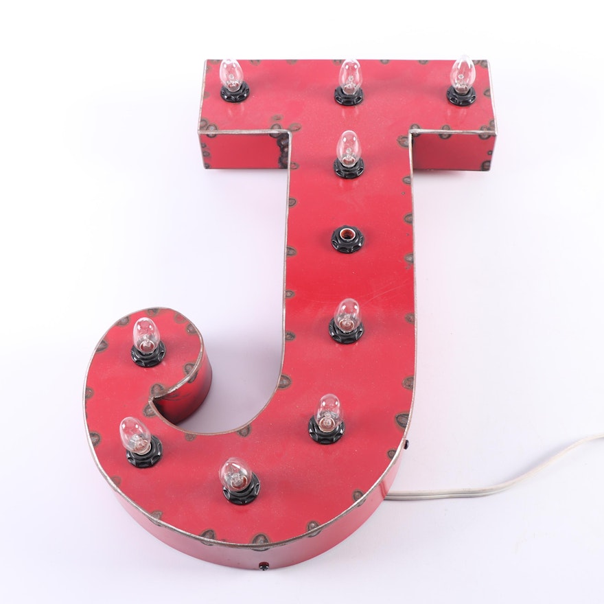 High Voltage Studios Illuminated Red Letter "J" by Mitch Lewis