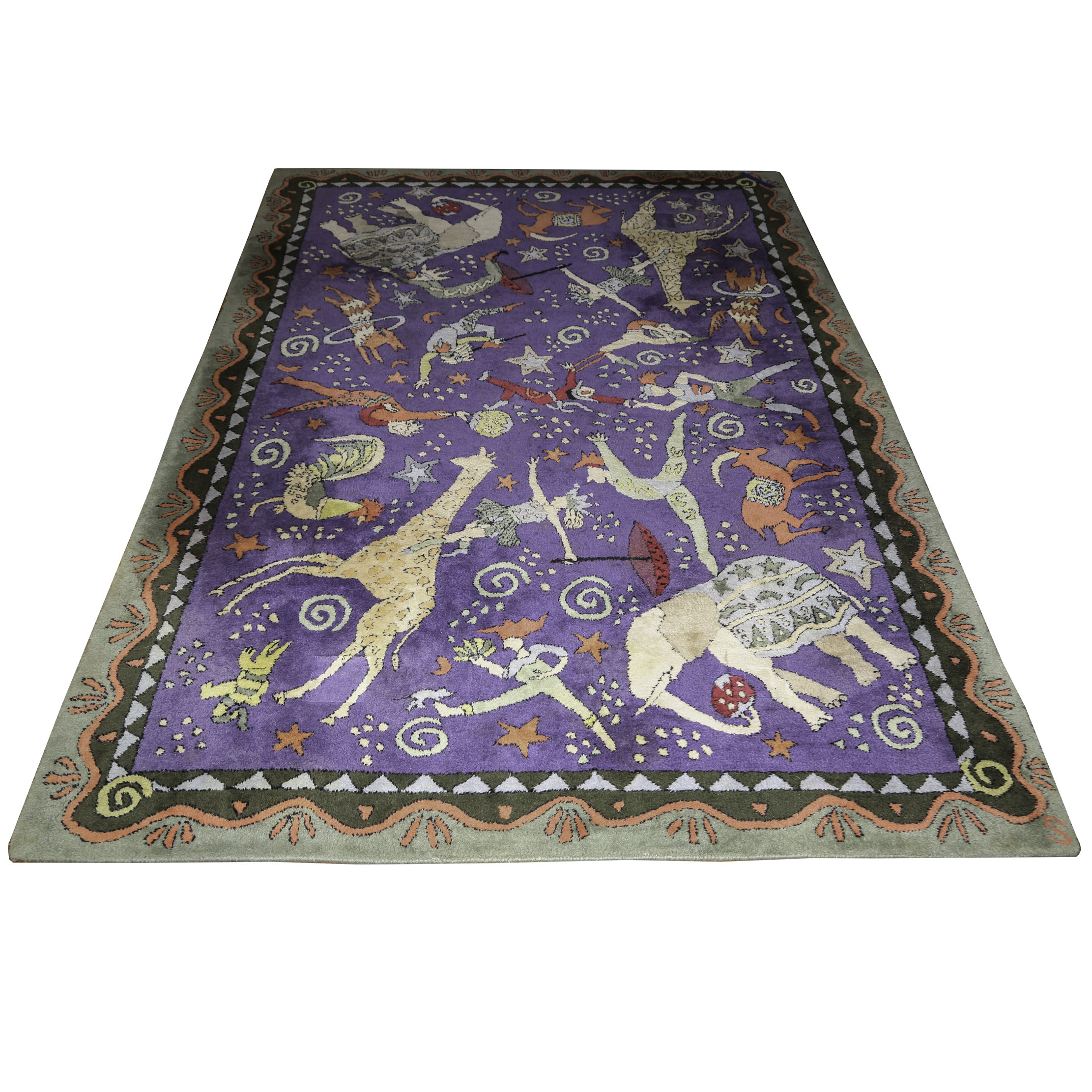 Hand-Tufted Indian Susan Sargent Designs "Circus" Wool Rug