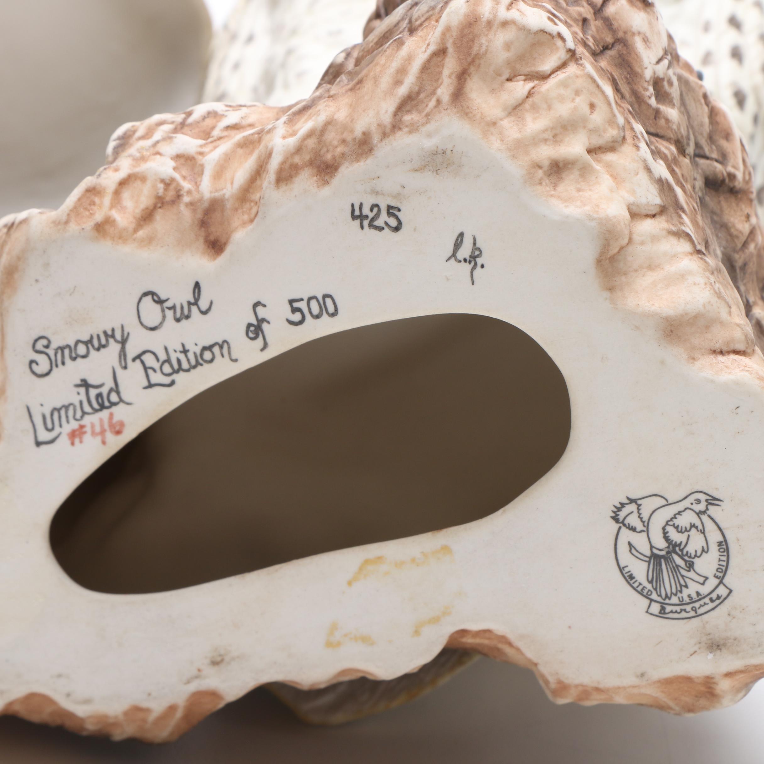 William Turner Wildlife Art Porcelain Ducks Sculpture and Burgues "Snowy Owl"