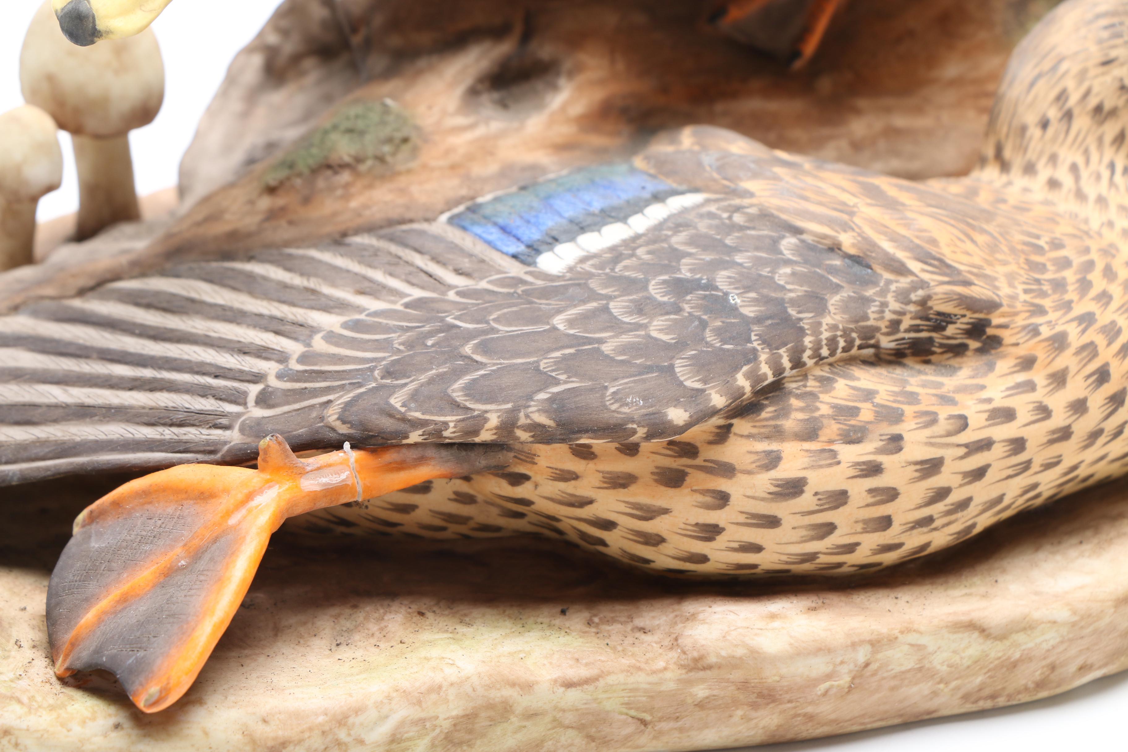 William Turner Wildlife Art Porcelain Ducks Sculpture and Burgues "Snowy Owl"