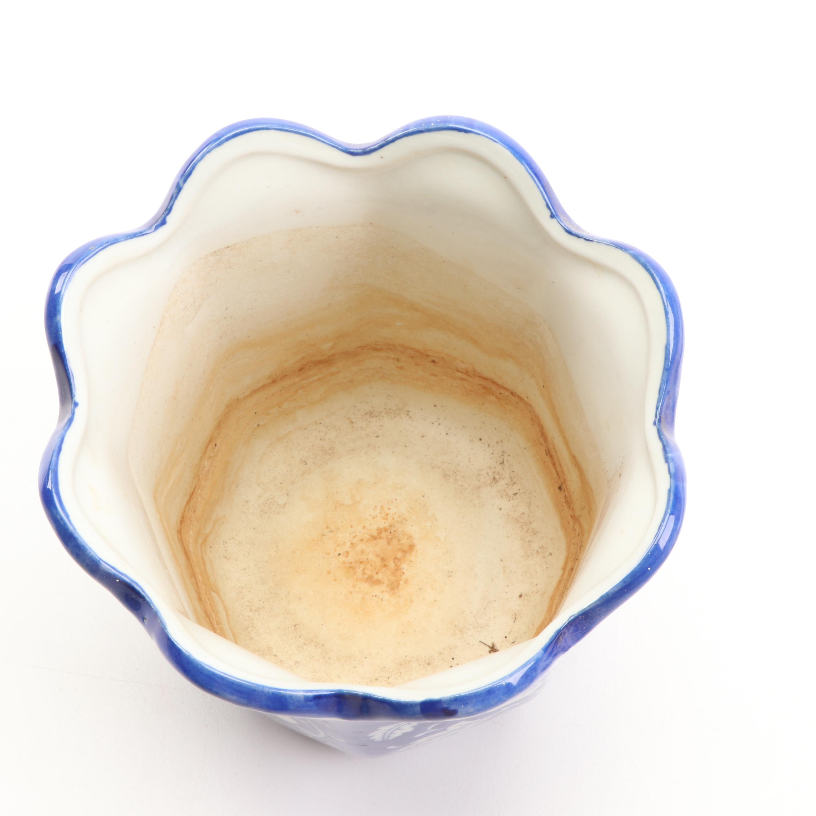 Blue and White Dinnerware with Trinket Box and Planter featuring Delft