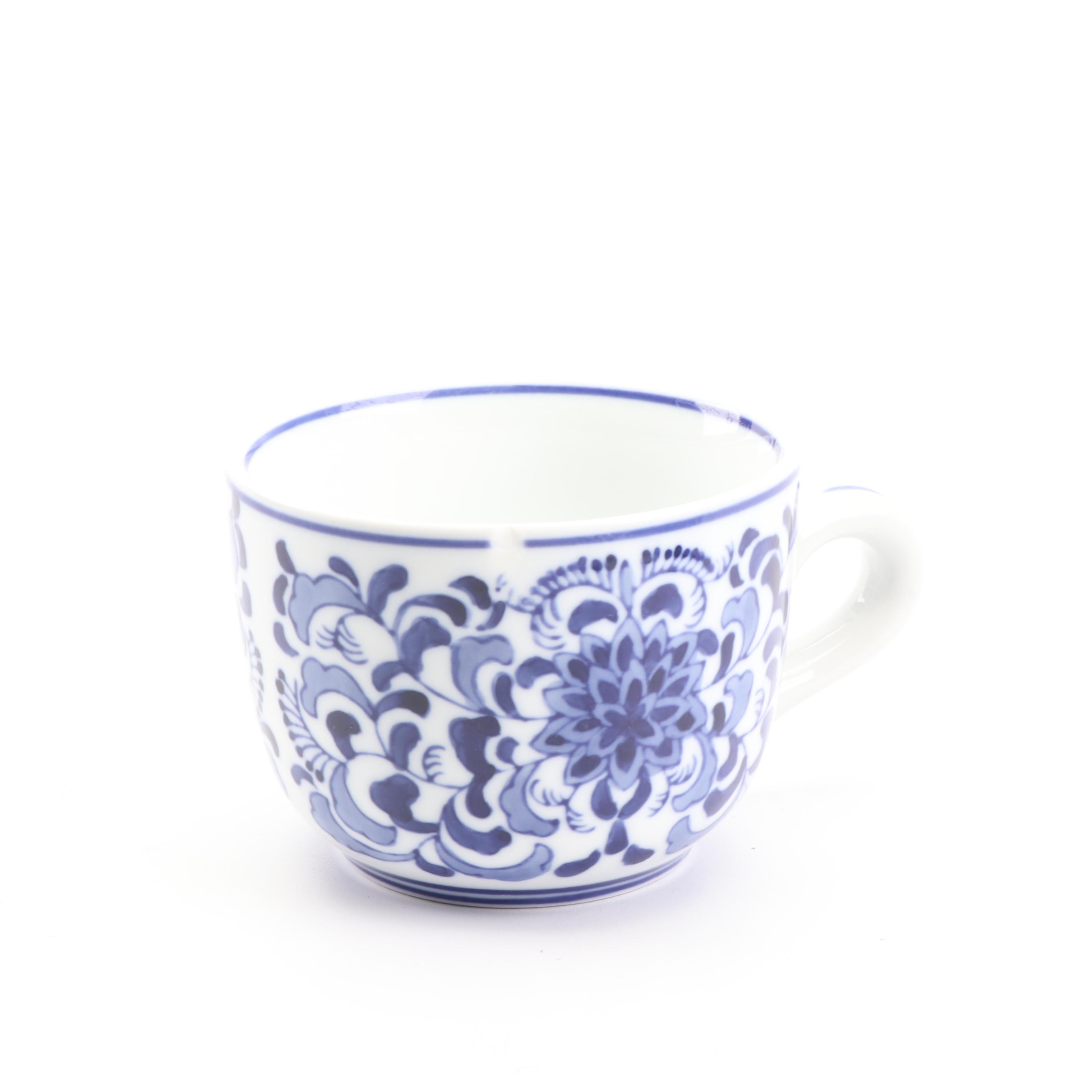 Blue and White Dinnerware with Trinket Box and Planter featuring Delft