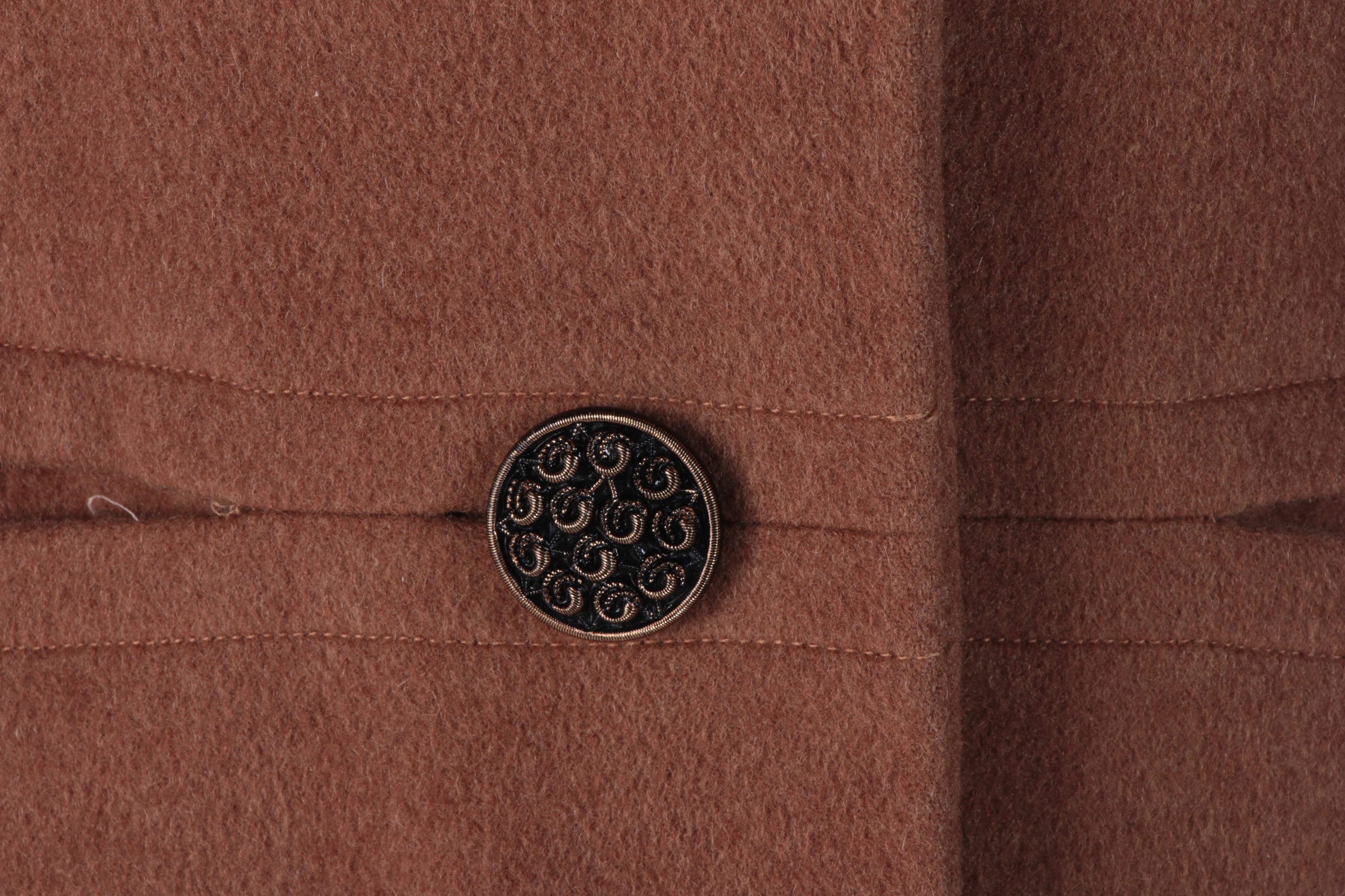 Vintage Brown Wool Skirt Suit with Fox Fur Collar