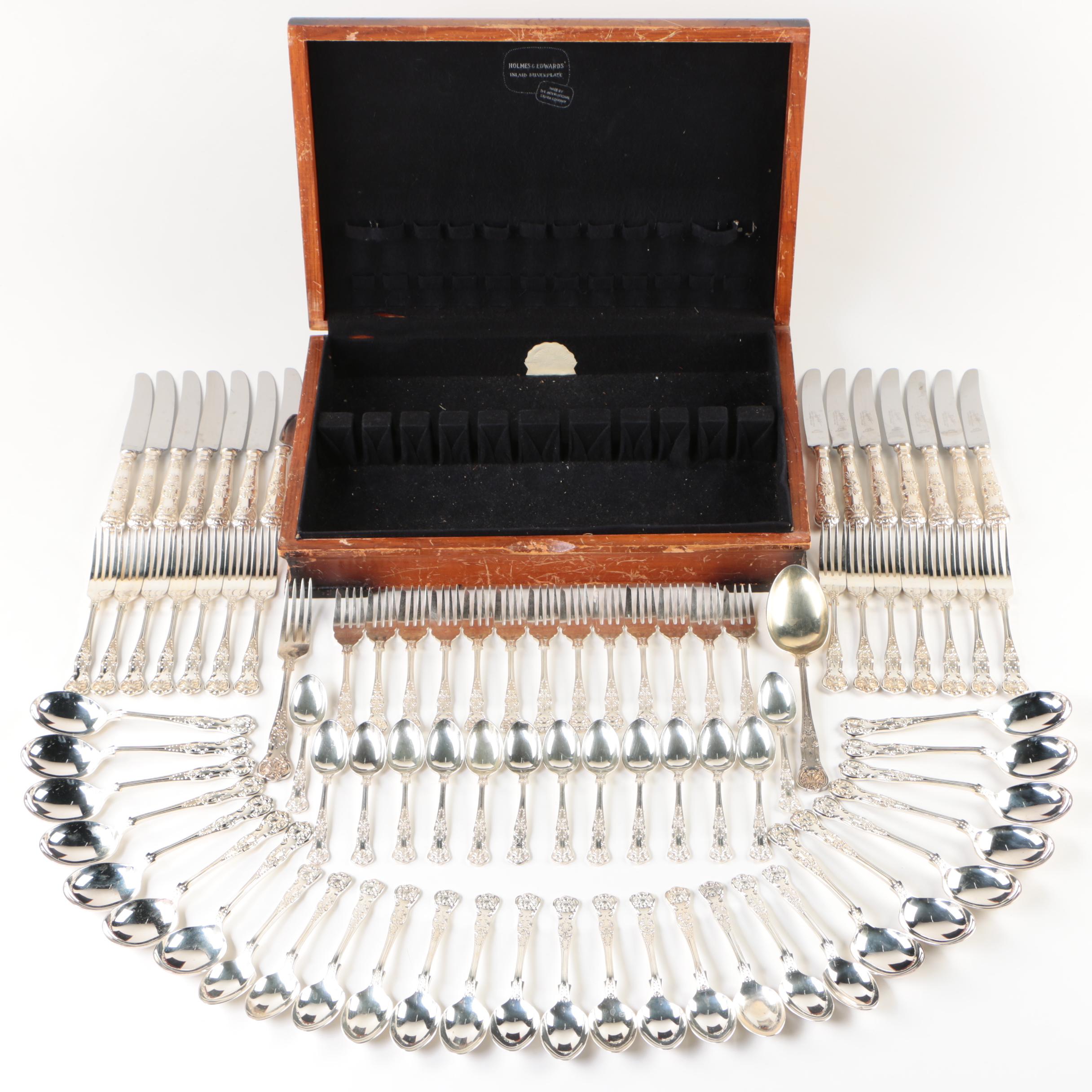 Sheffield "Kings" Silver Plate Flatware Set with Chest