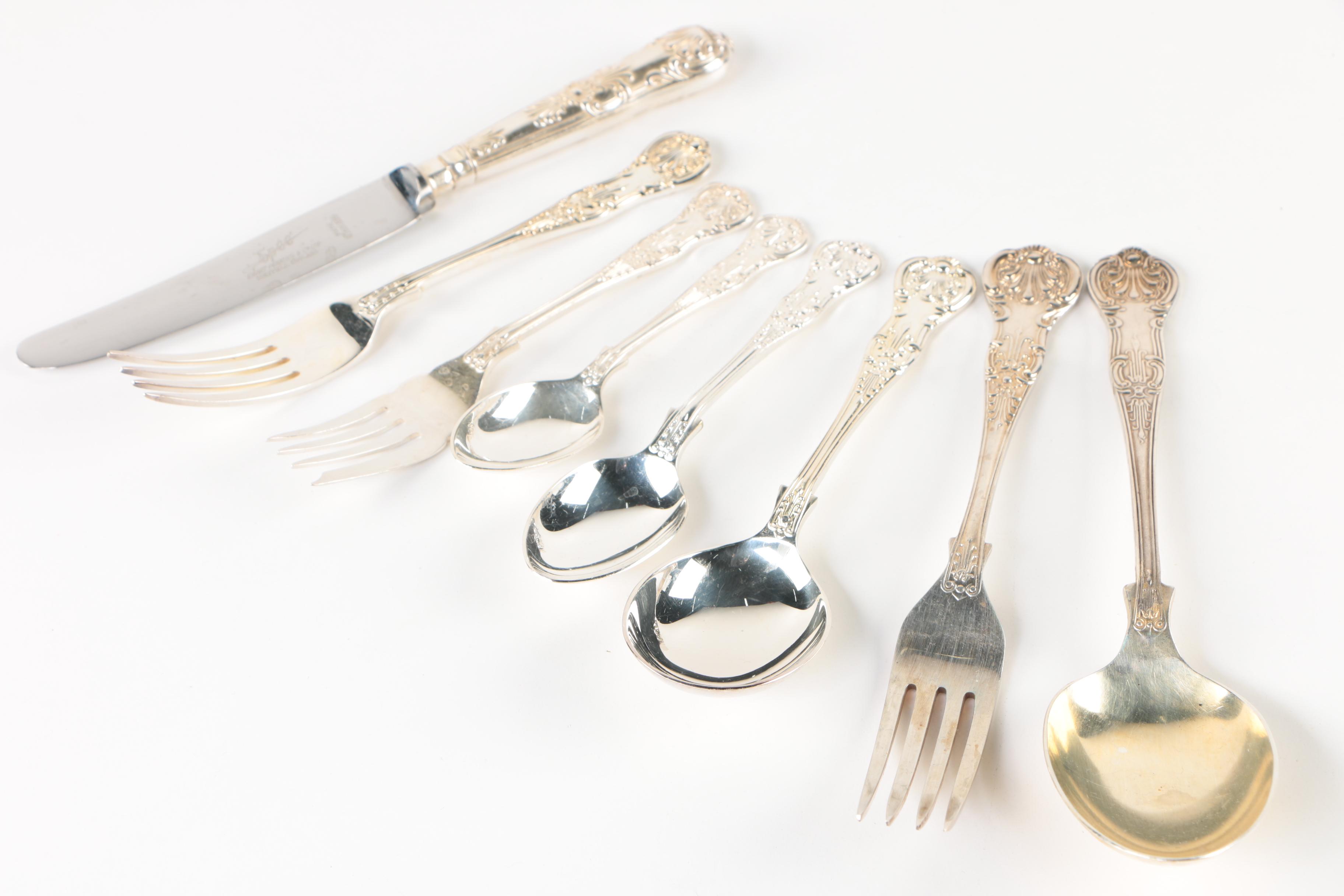 Sheffield "Kings" Silver Plate Flatware Set with Chest