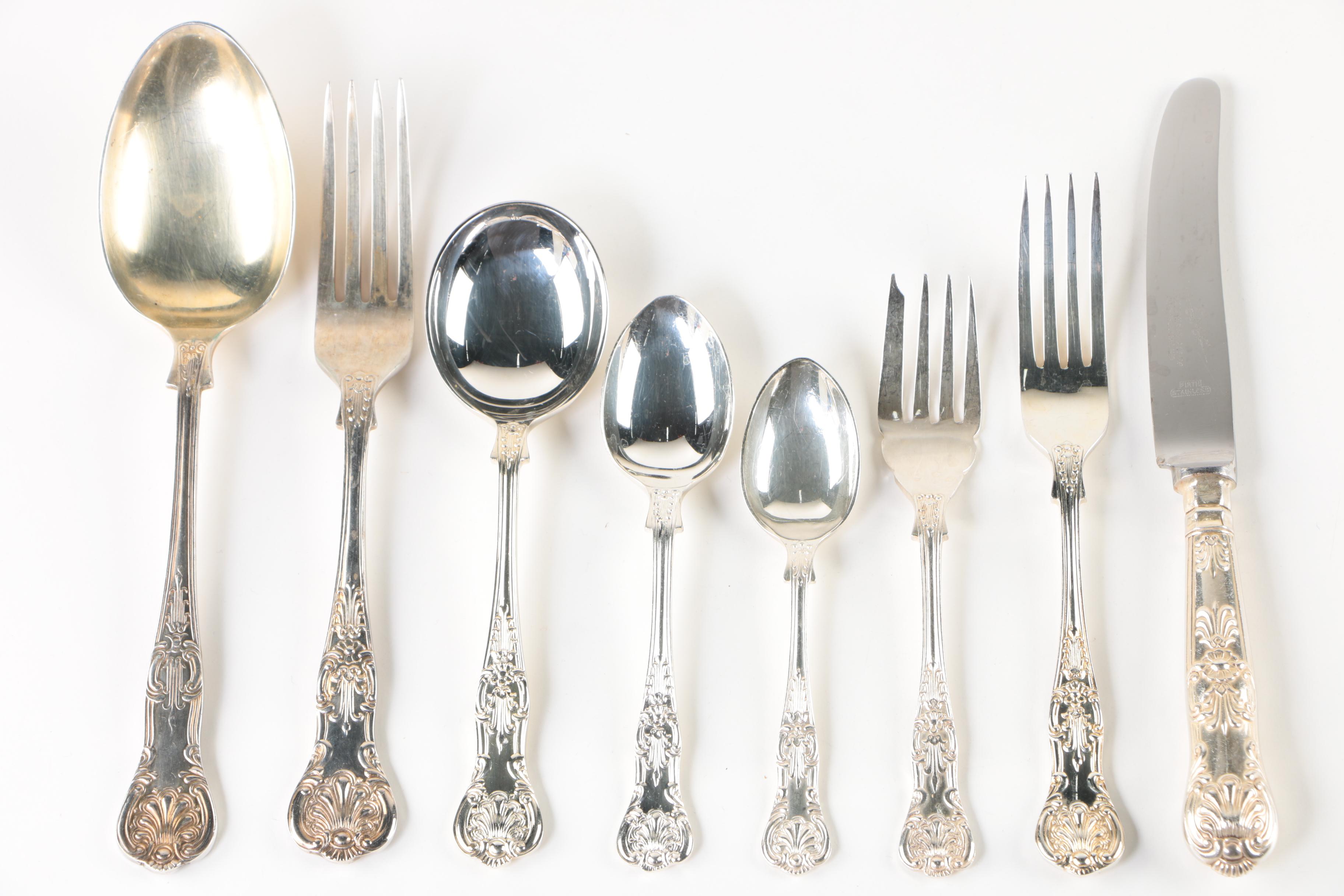 Sheffield "Kings" Silver Plate Flatware Set with Chest