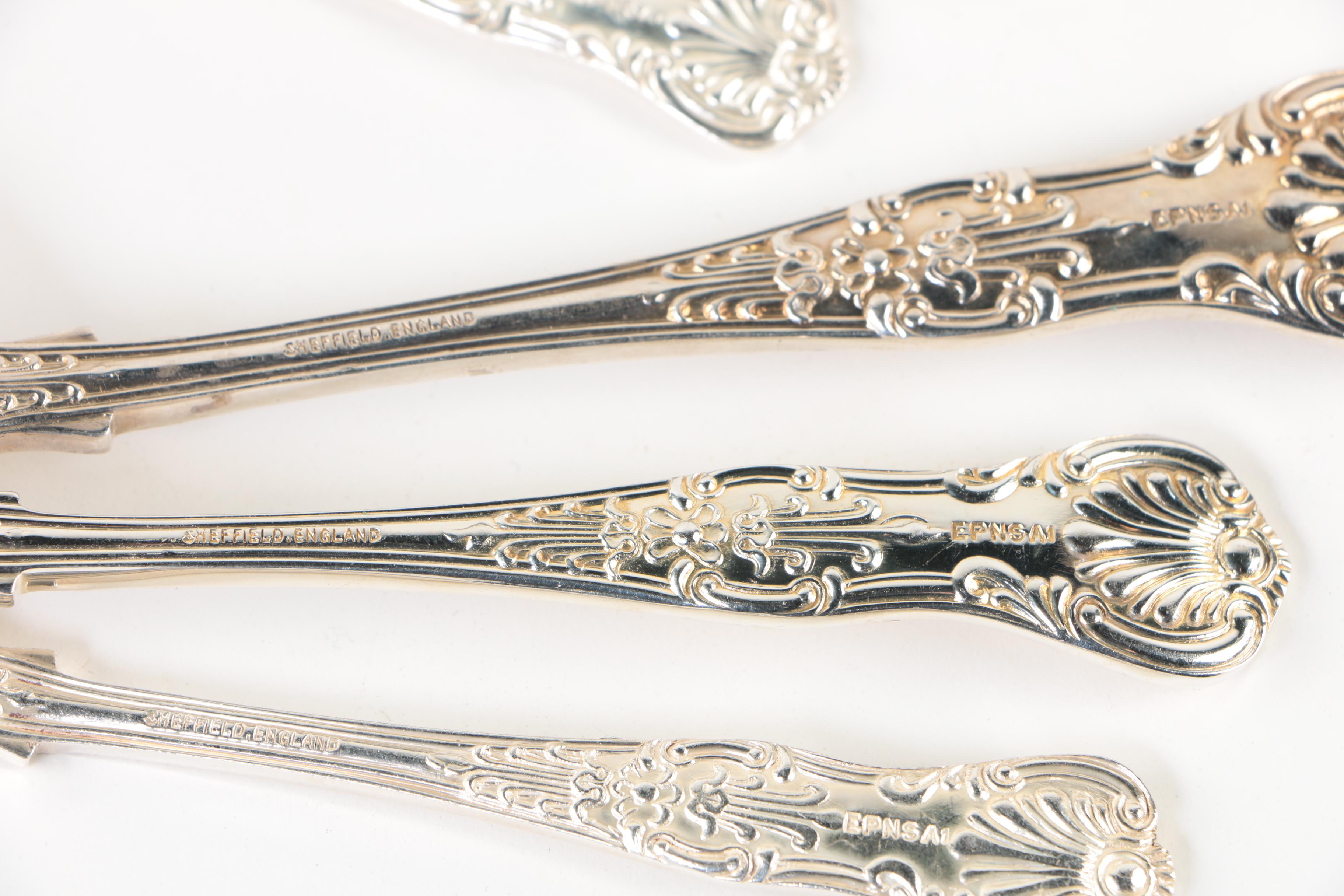 Sheffield "Kings" Silver Plate Flatware Set with Chest