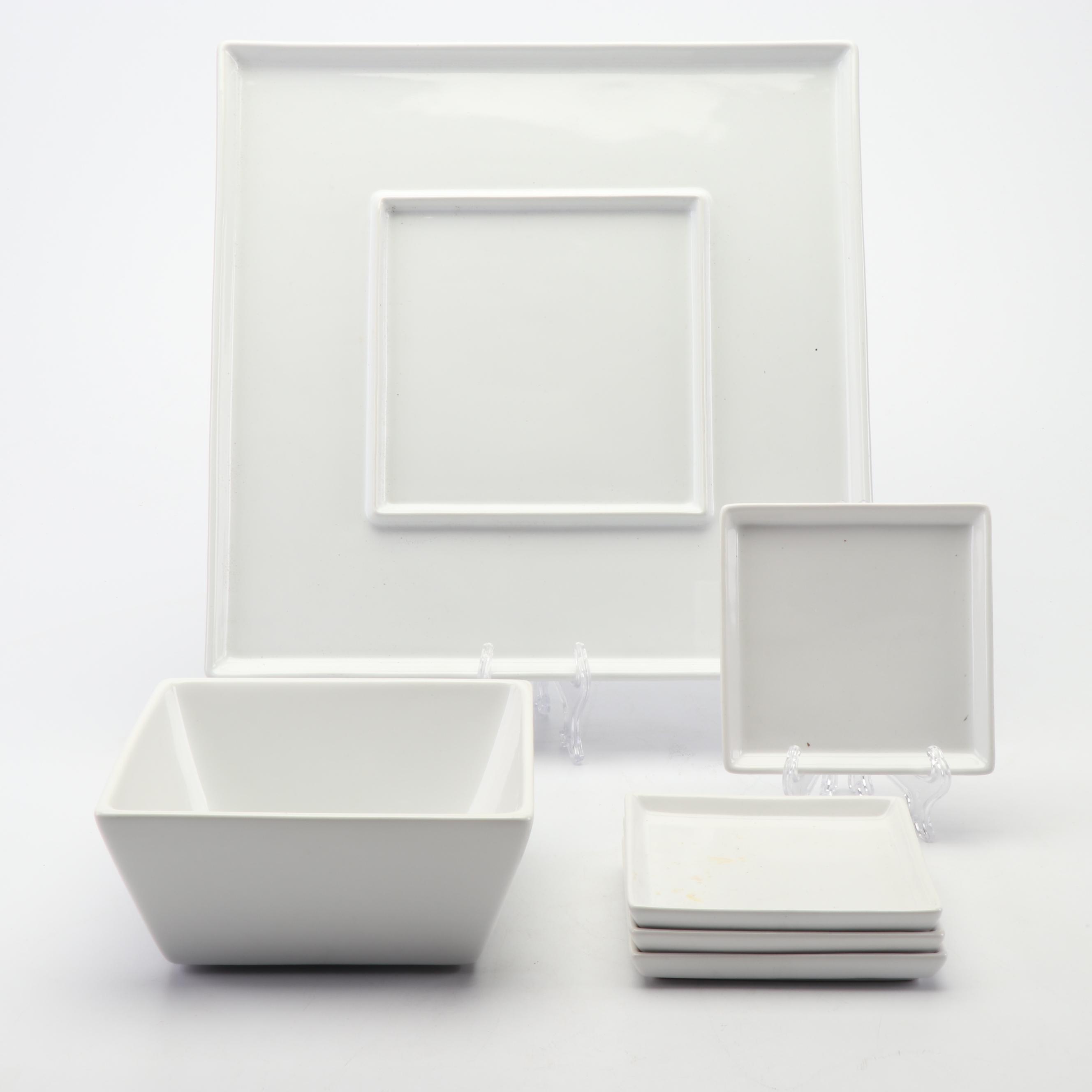 Crate & Barrel White Ceramic Dinnerware