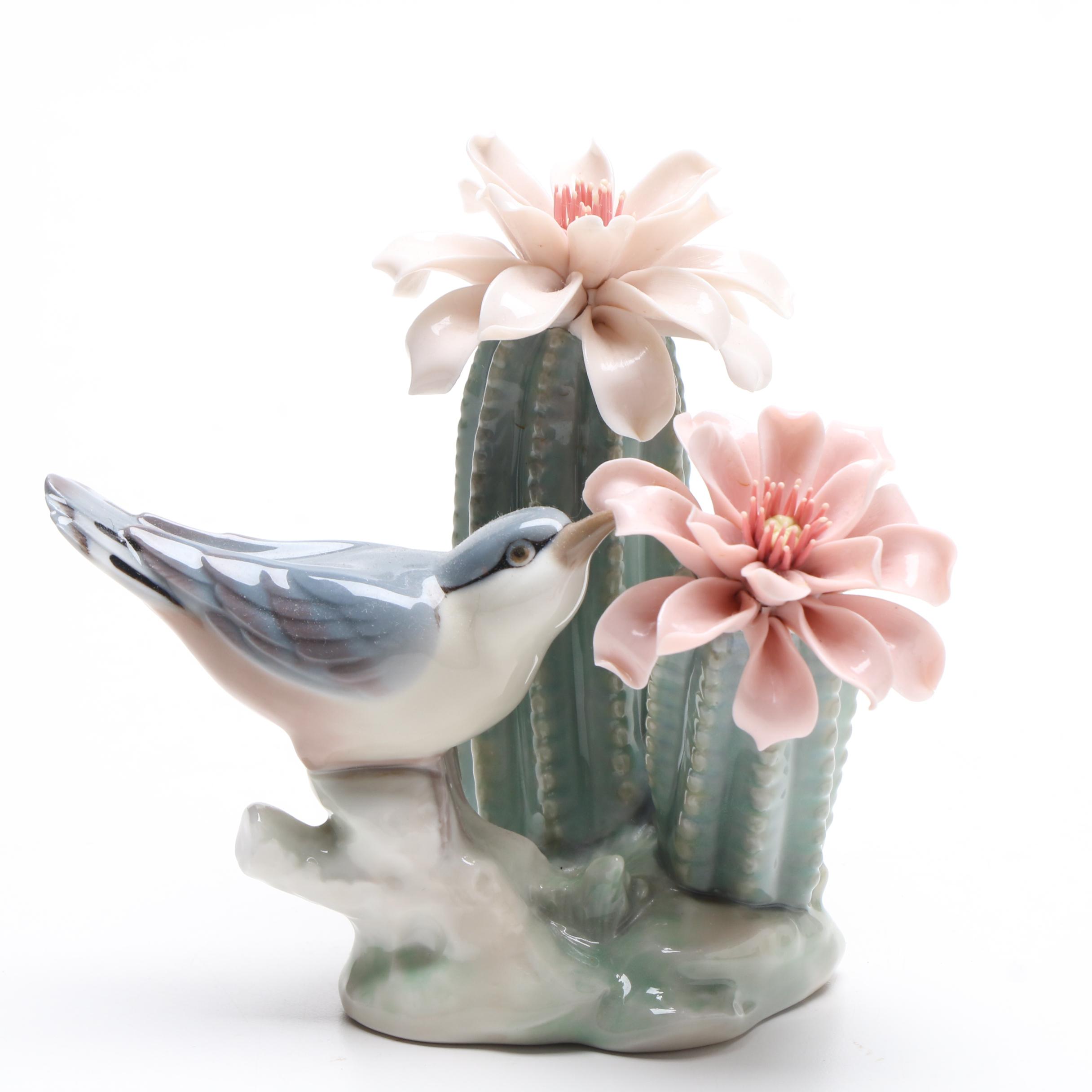 Lladró "Bird on Cactus" Porcelain Figurine