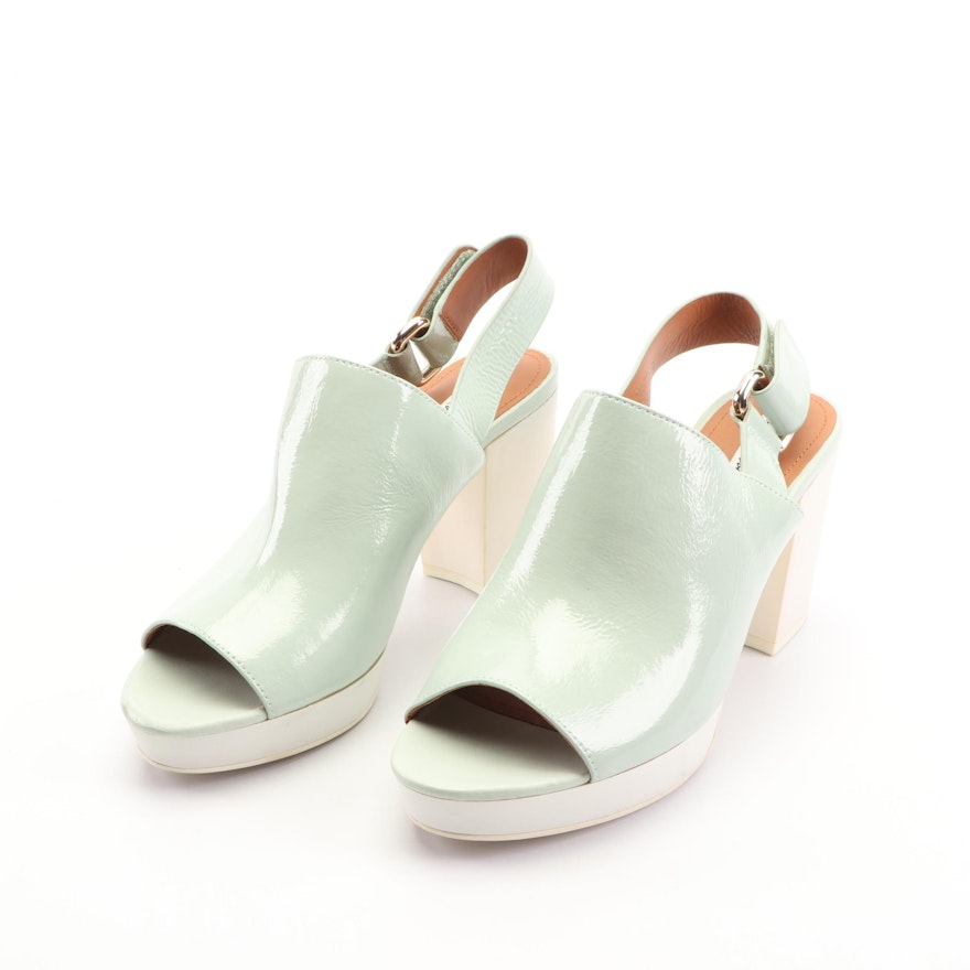 & Other Stories Aqua Patent Leather Platform Sandals