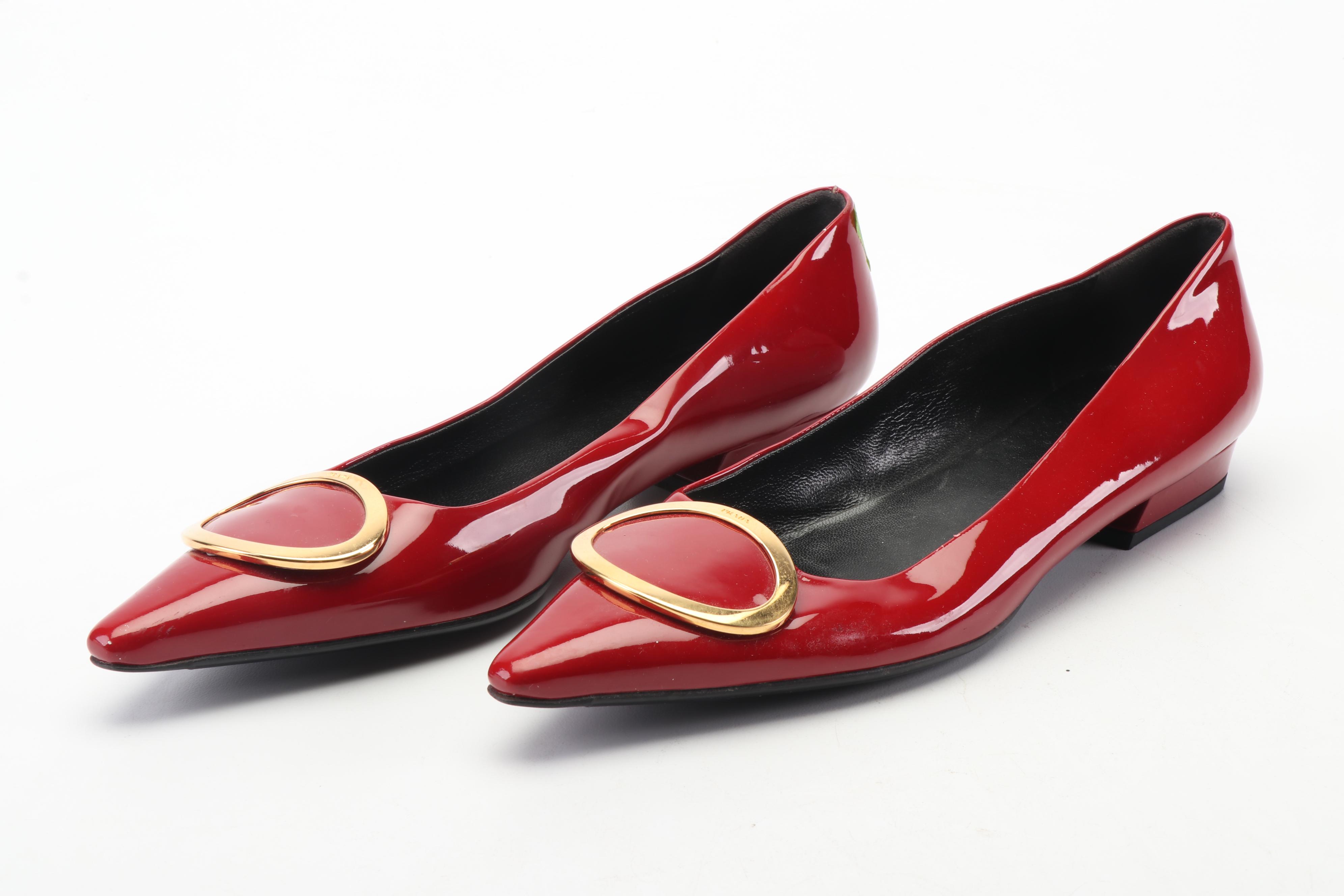 Women's Prada Red Patent Leather Flats