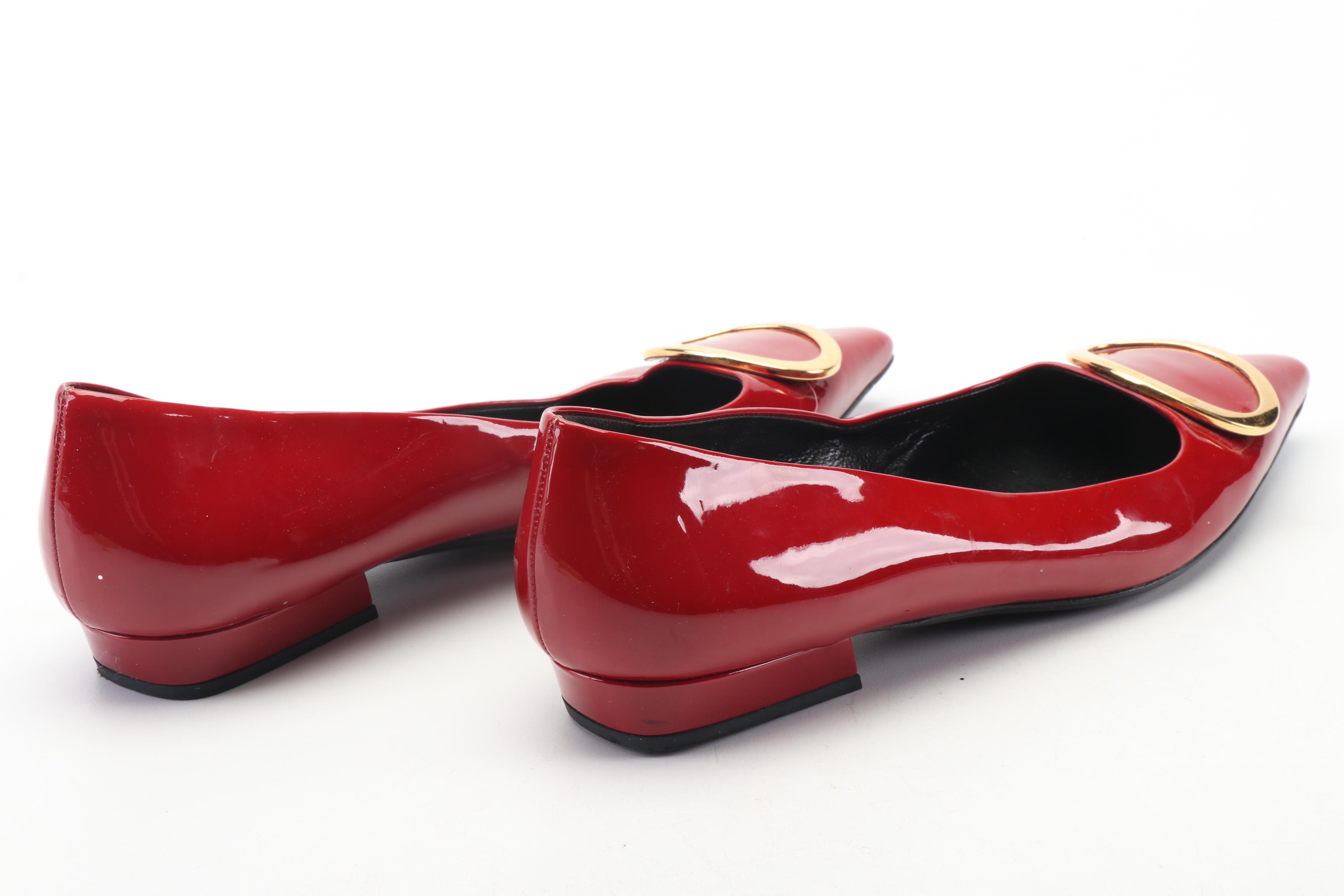 Women's Prada Red Patent Leather Flats