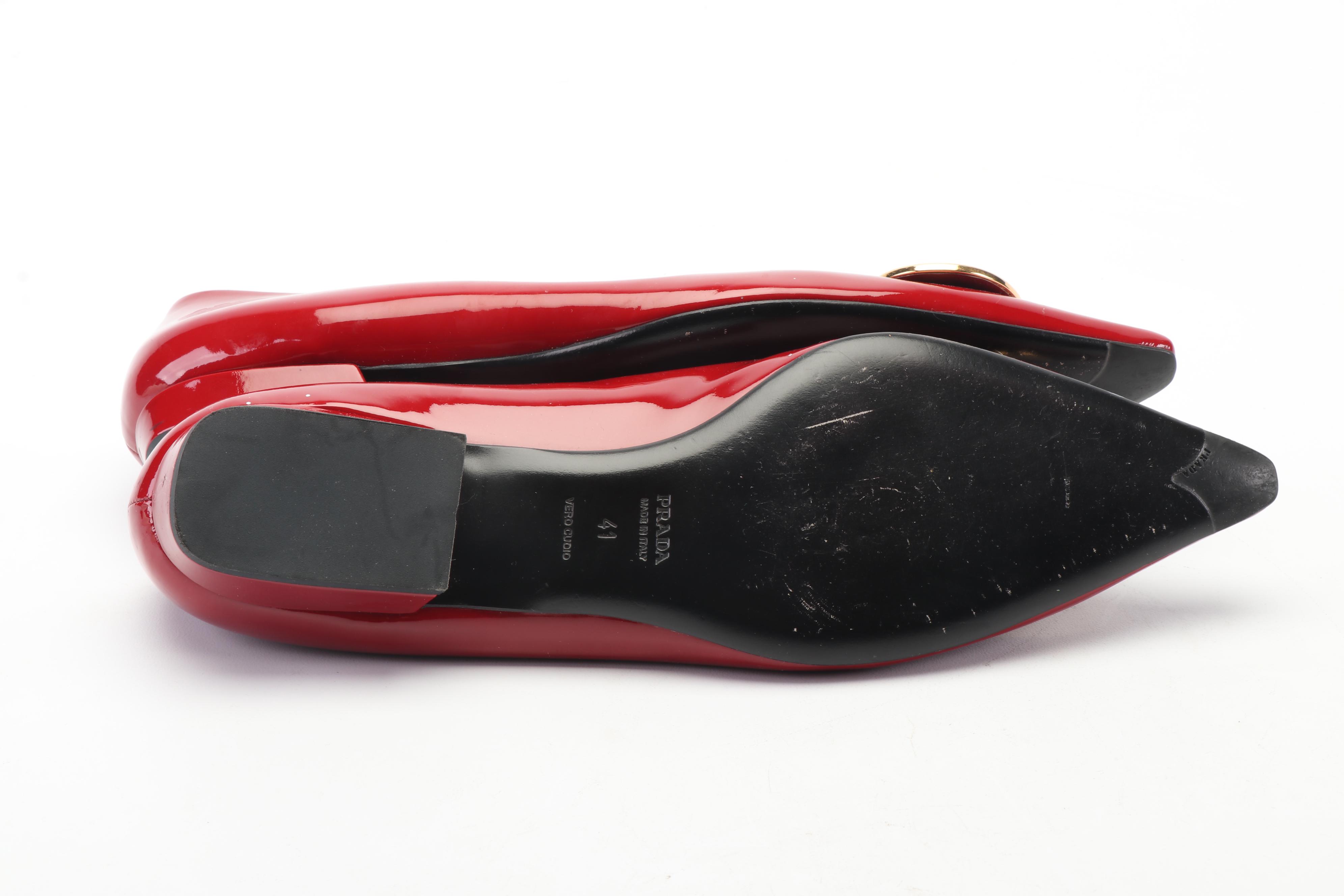 Women's Prada Red Patent Leather Flats