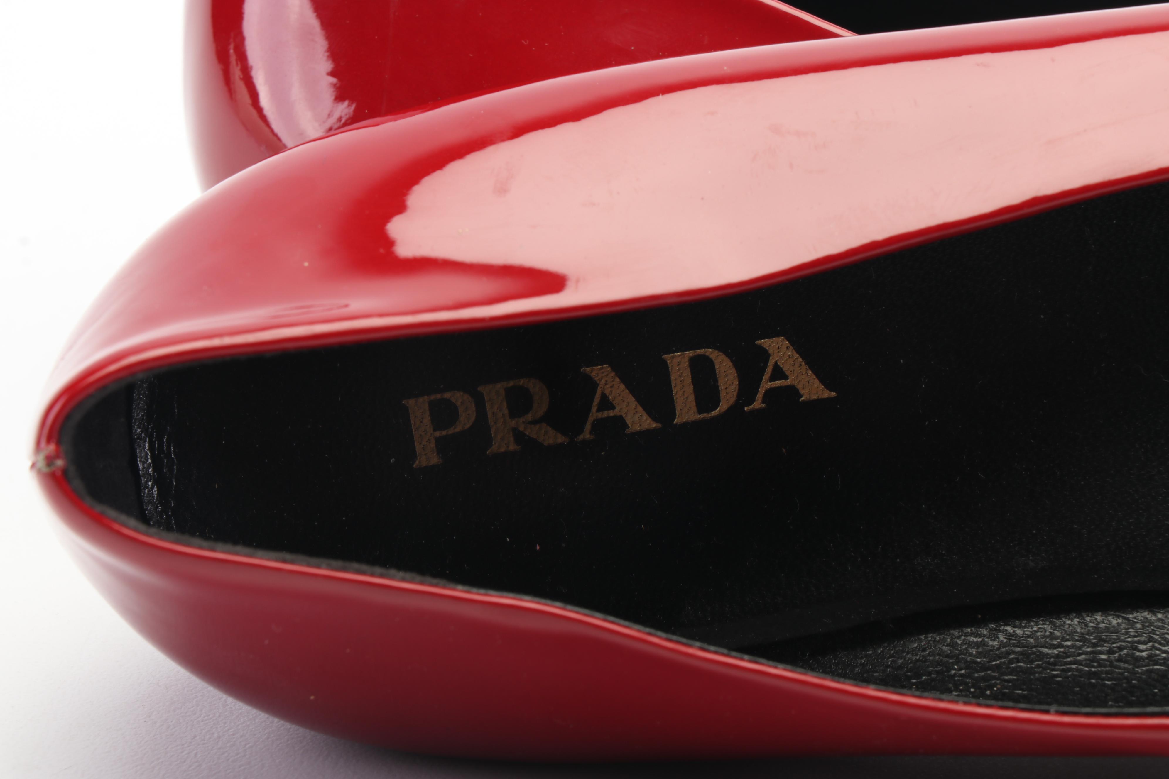 Women's Prada Red Patent Leather Flats
