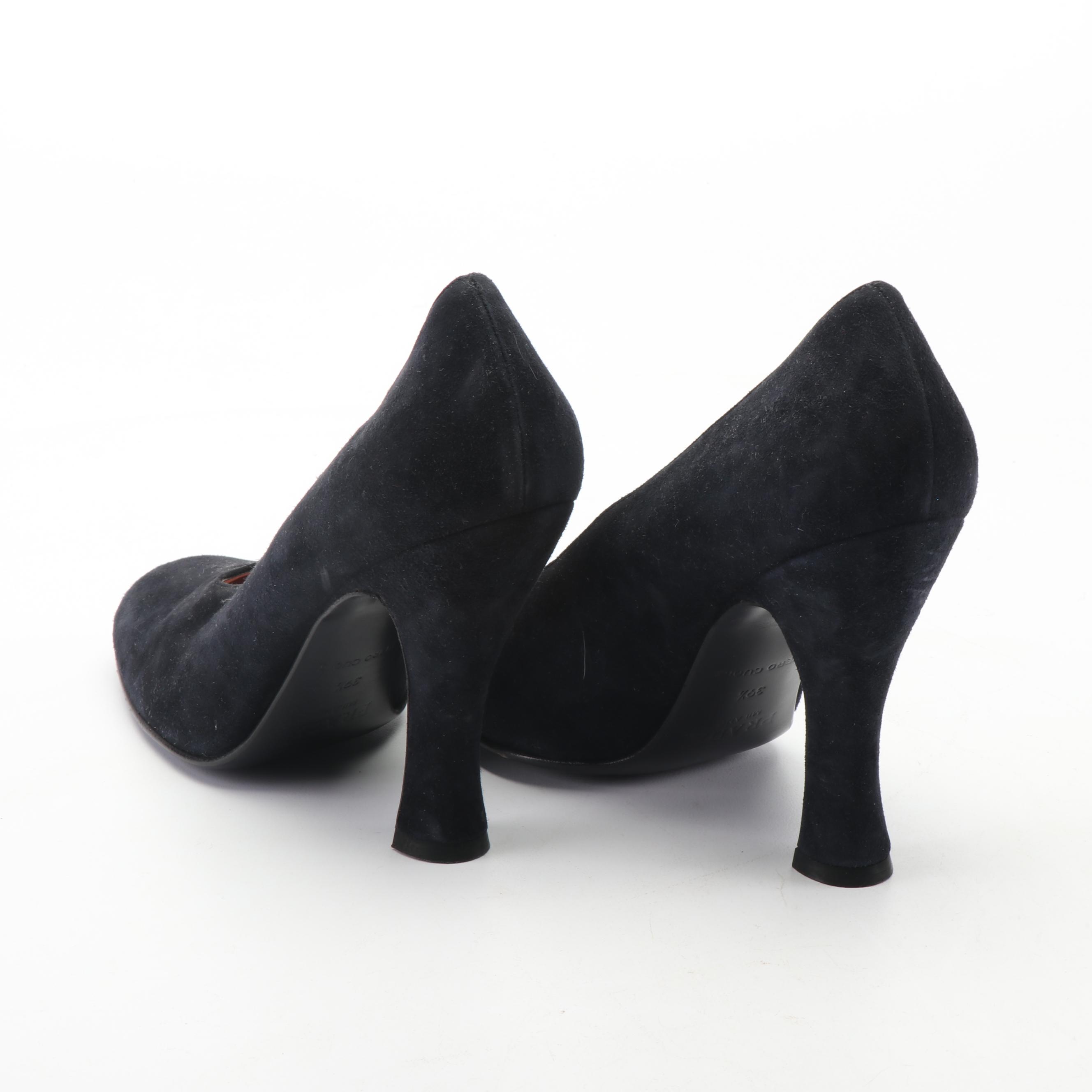 Prada Black Suede Pumps, Made in Italy
