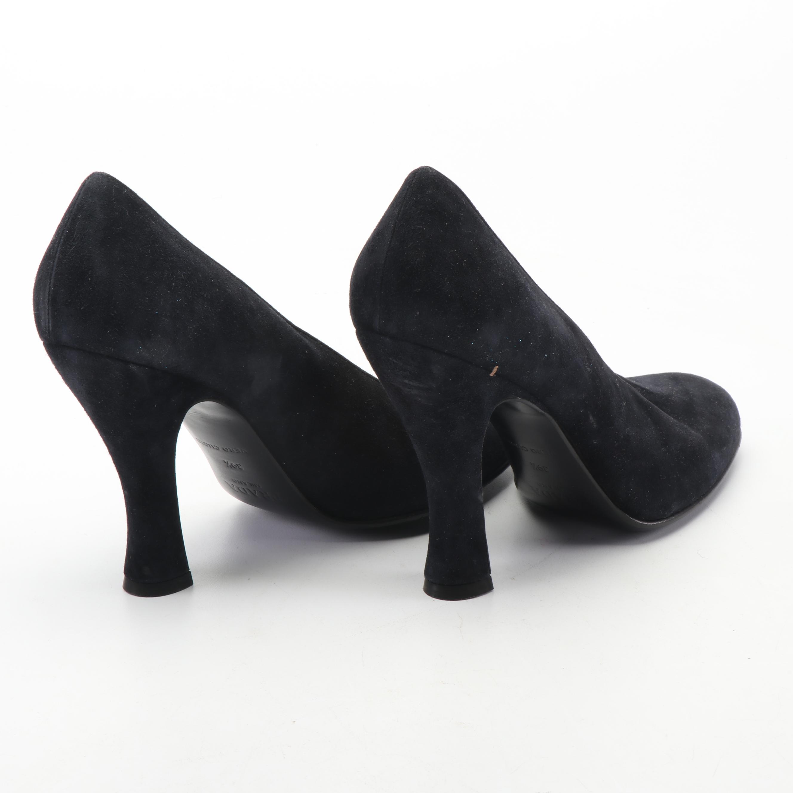 Prada Black Suede Pumps, Made in Italy