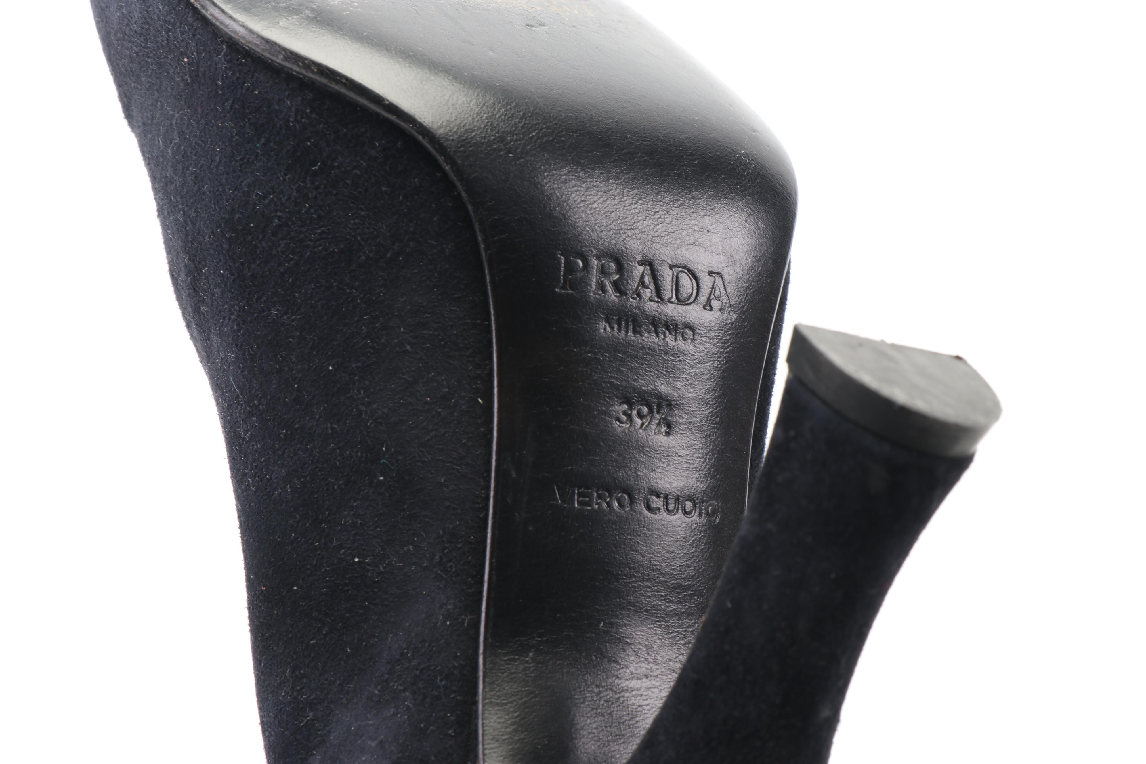 Prada Black Suede Pumps, Made in Italy