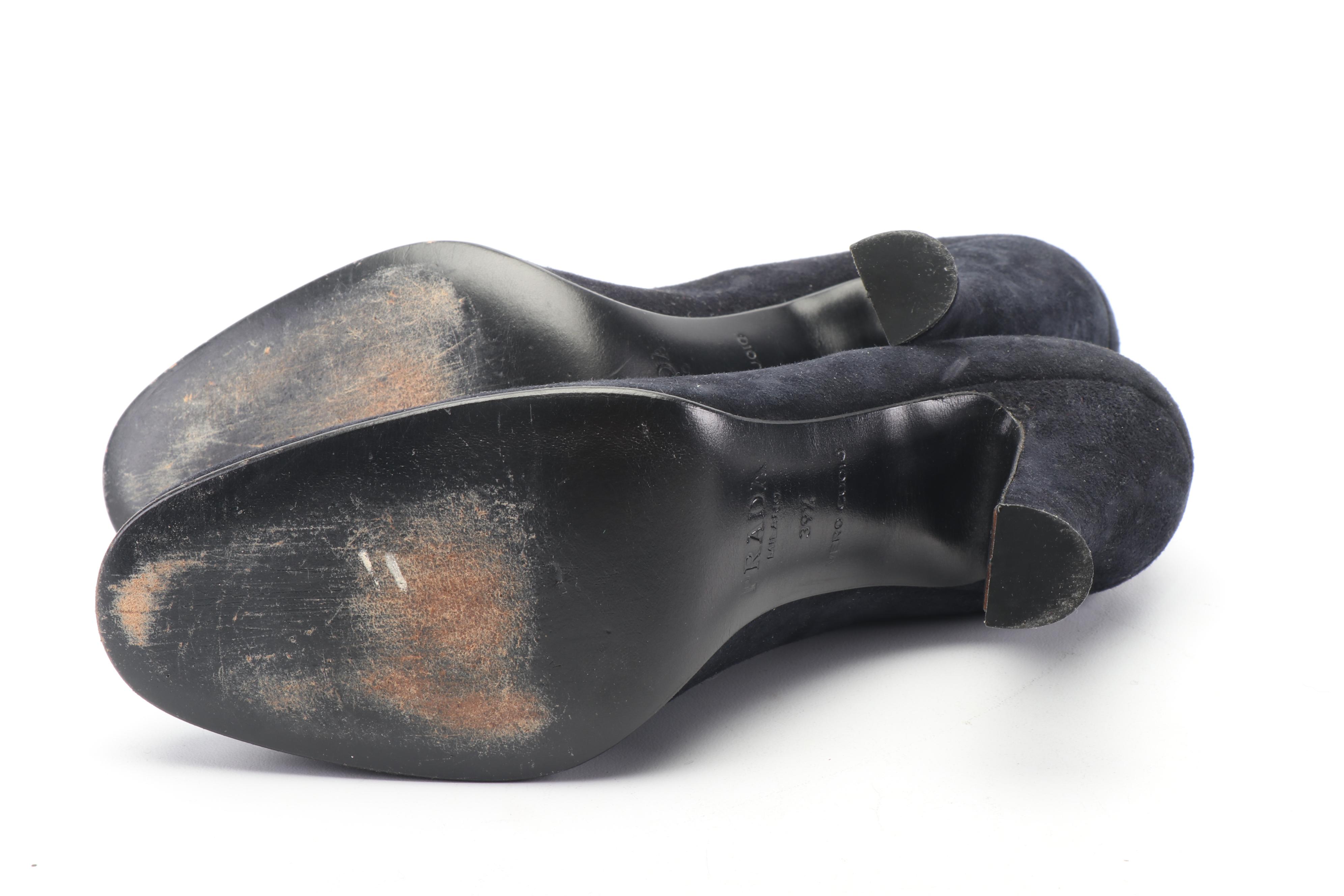 Prada Black Suede Pumps, Made in Italy