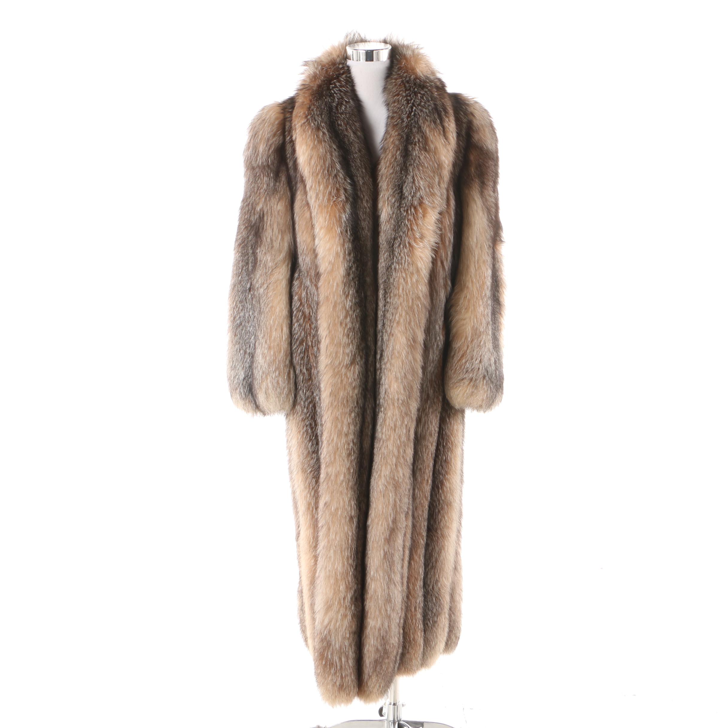 Women's Vintage Gartenhaus Furs Full-Length Crystal Fox Fur Coat
