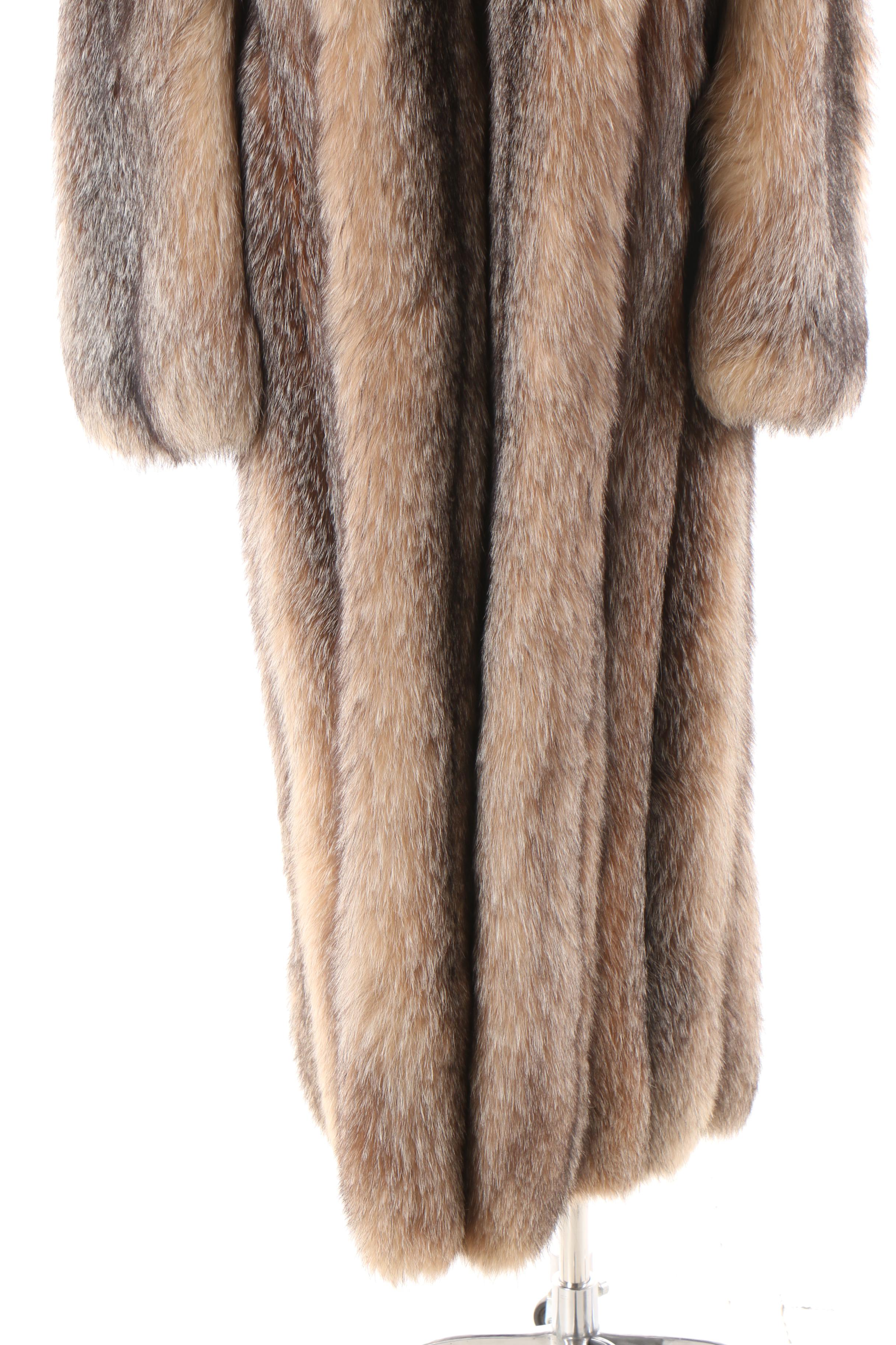 Women's Vintage Gartenhaus Furs Full-Length Crystal Fox Fur Coat