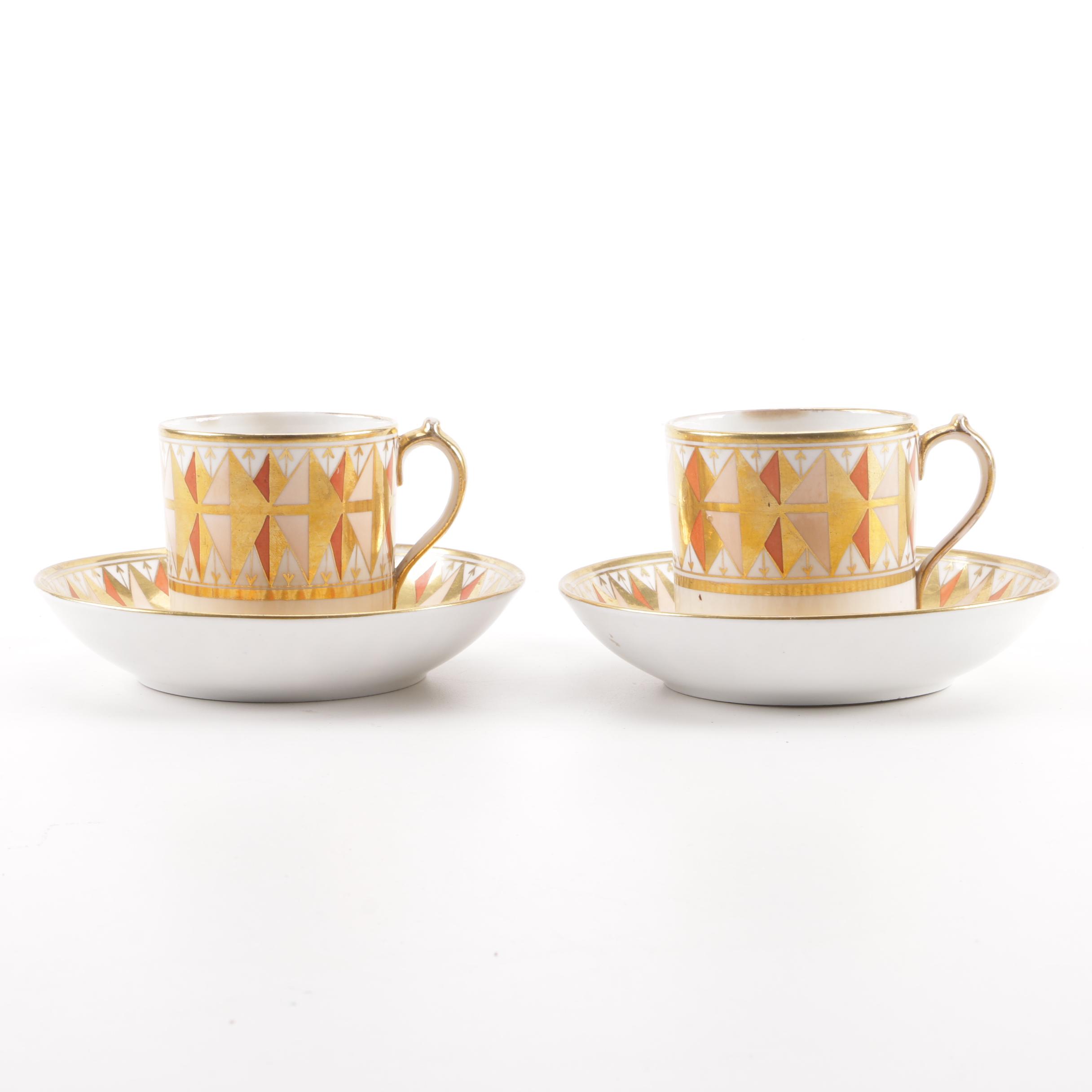 English Derby Espresso Cups and Saucers