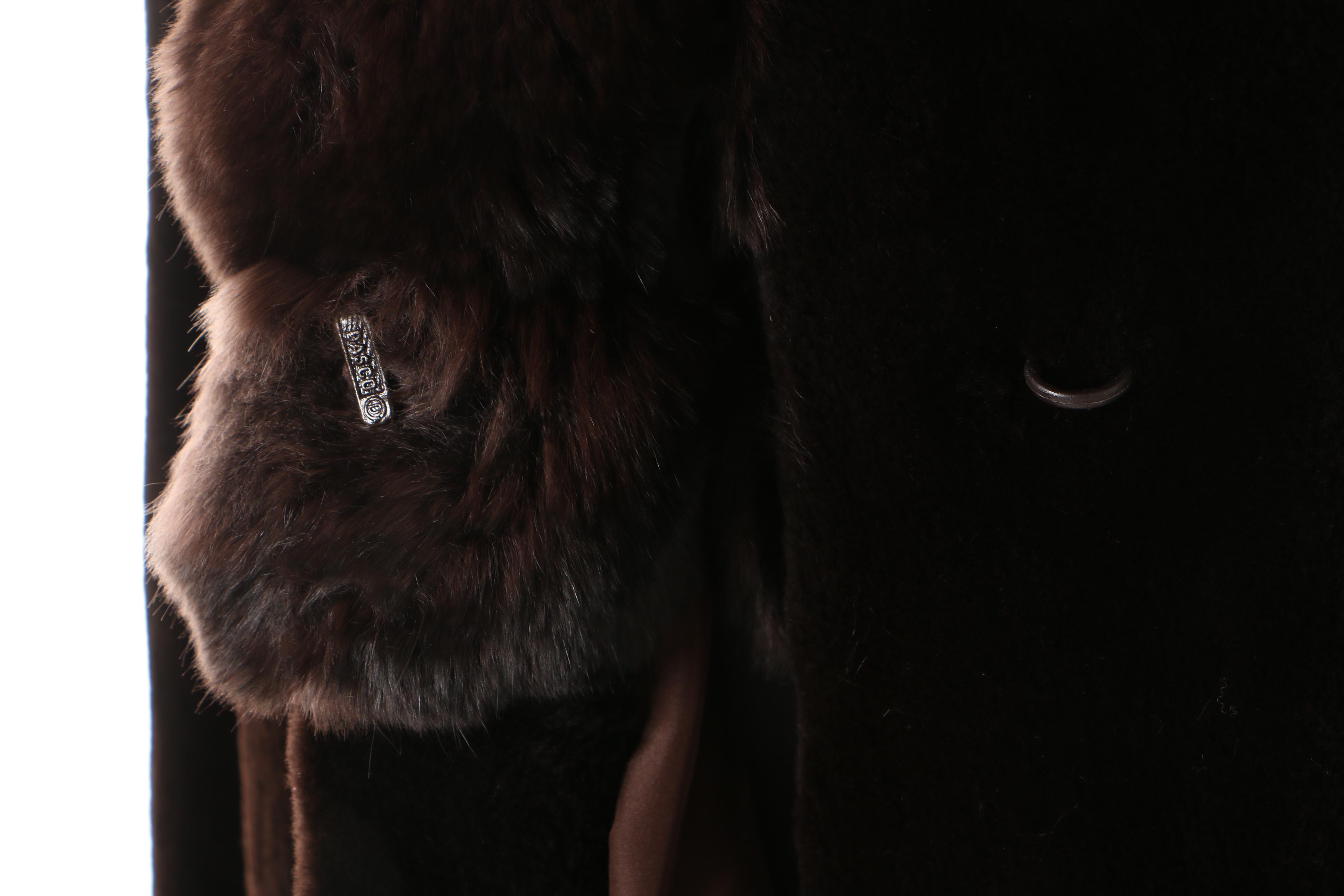 Women's Yohan Chicago Sheared Beaver Fur Coat with Dyed Rabbit Fur Trim