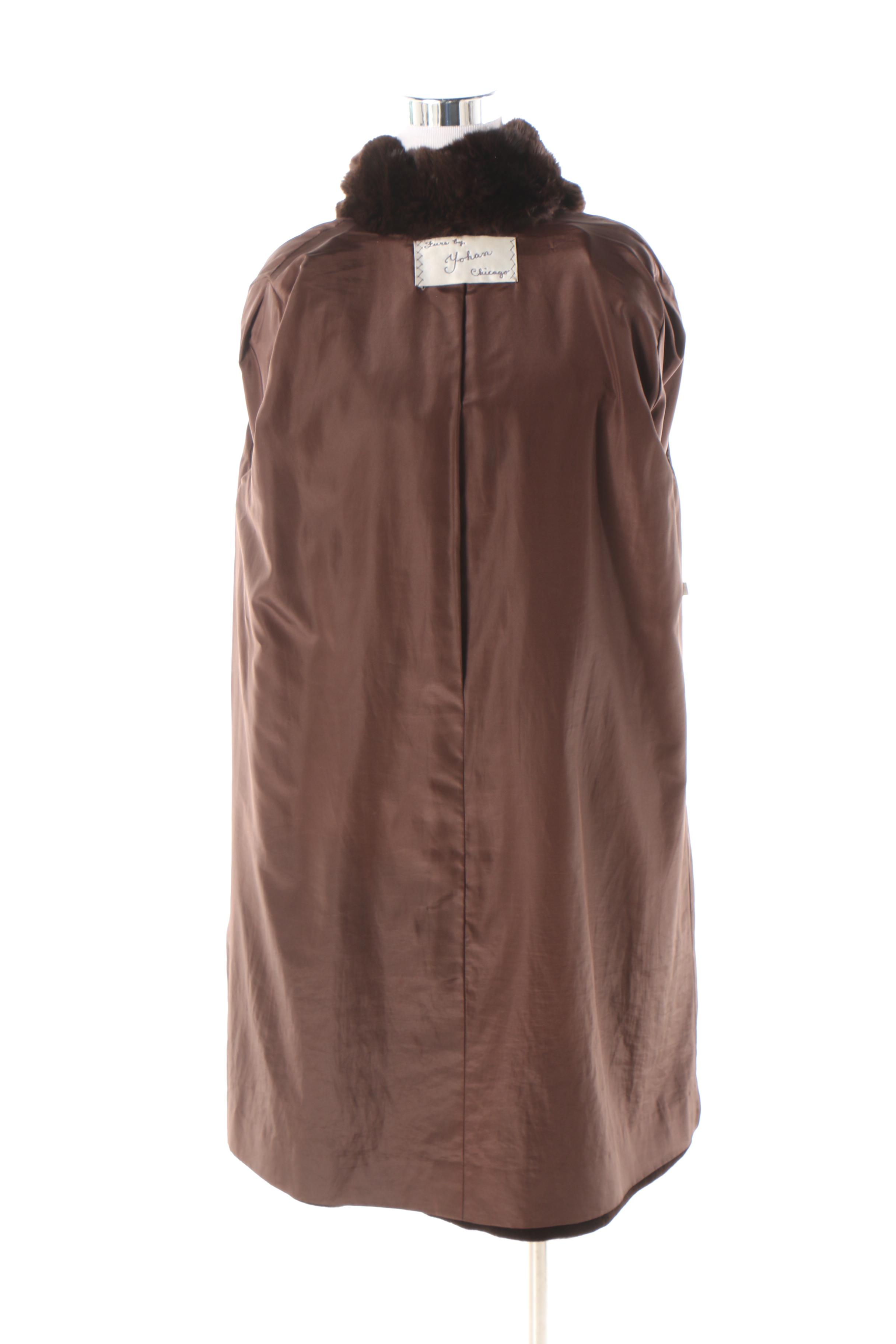 Women's Yohan Chicago Sheared Beaver Fur Coat with Dyed Rabbit Fur Trim