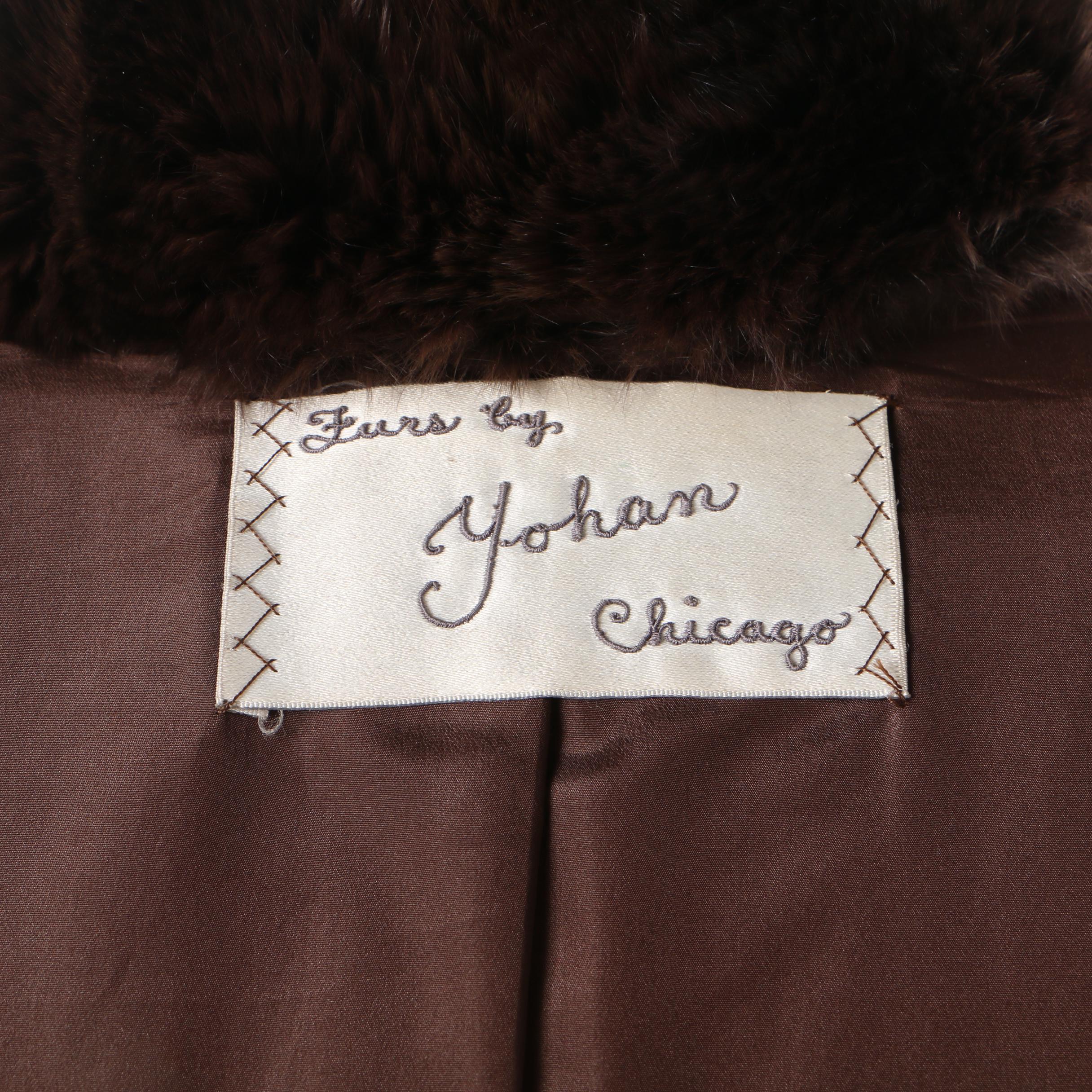 Women's Yohan Chicago Sheared Beaver Fur Coat with Dyed Rabbit Fur Trim